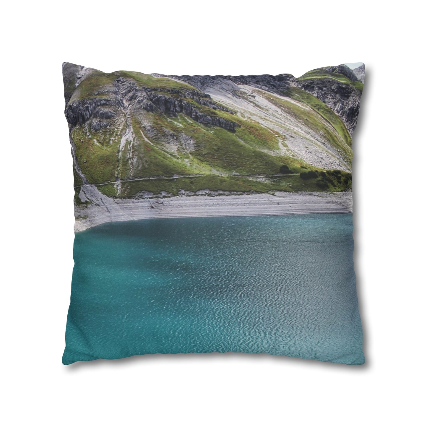 Faux Suede Square Pillowcase with Landscape