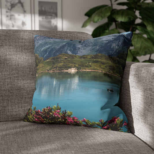 Faux Suede Square Pillowcase with Landscape