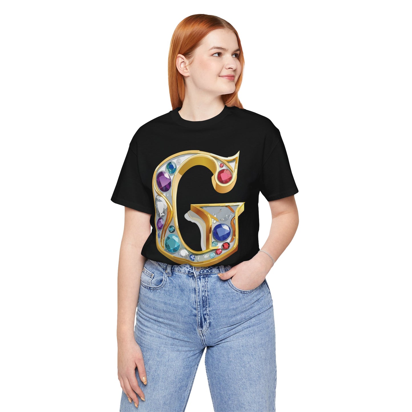 Letter Shirt, Shirt with Letters, Tee Shirt with Gold Letter, Shirt with Antique Letters