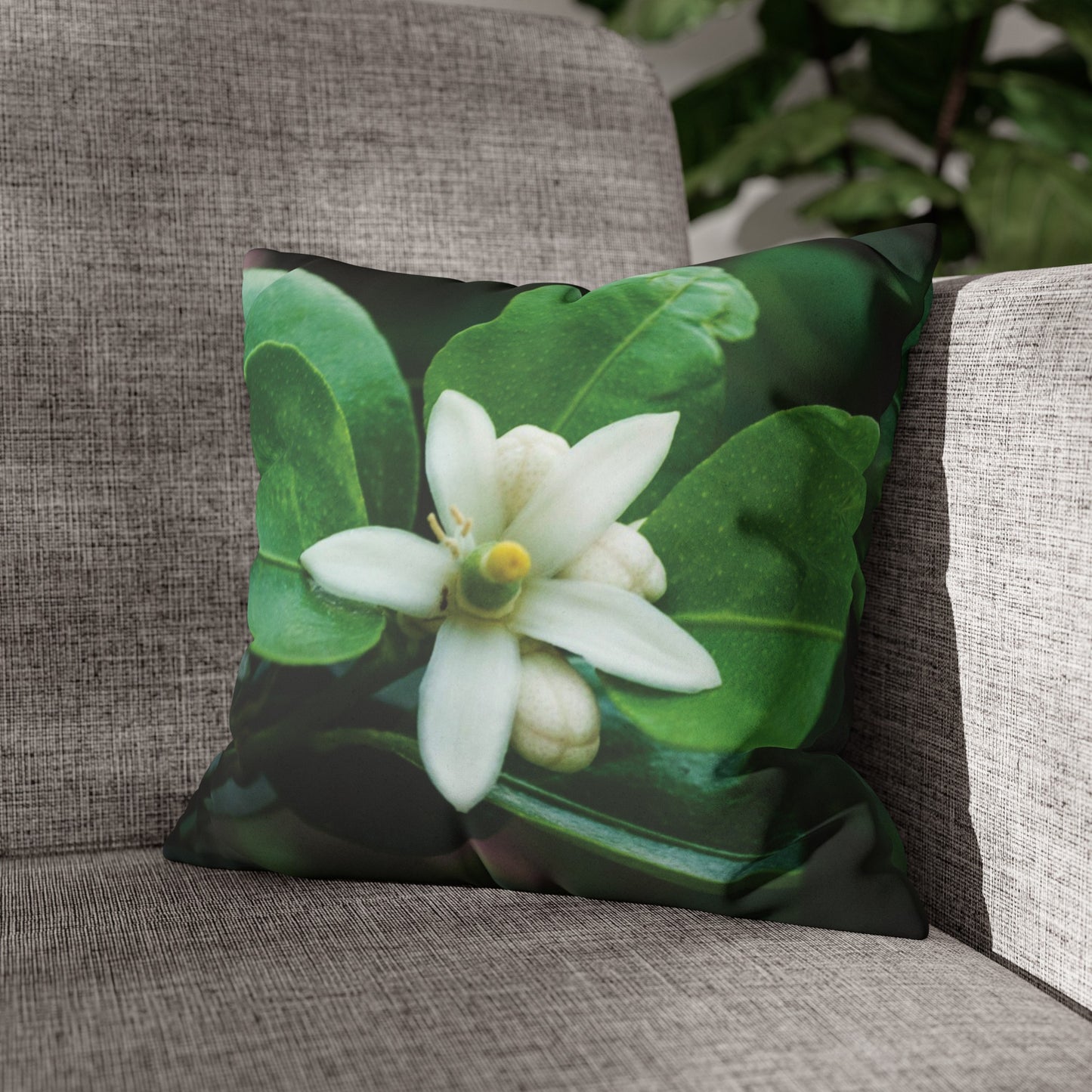 Floral Faux Suede Square Pillowcase