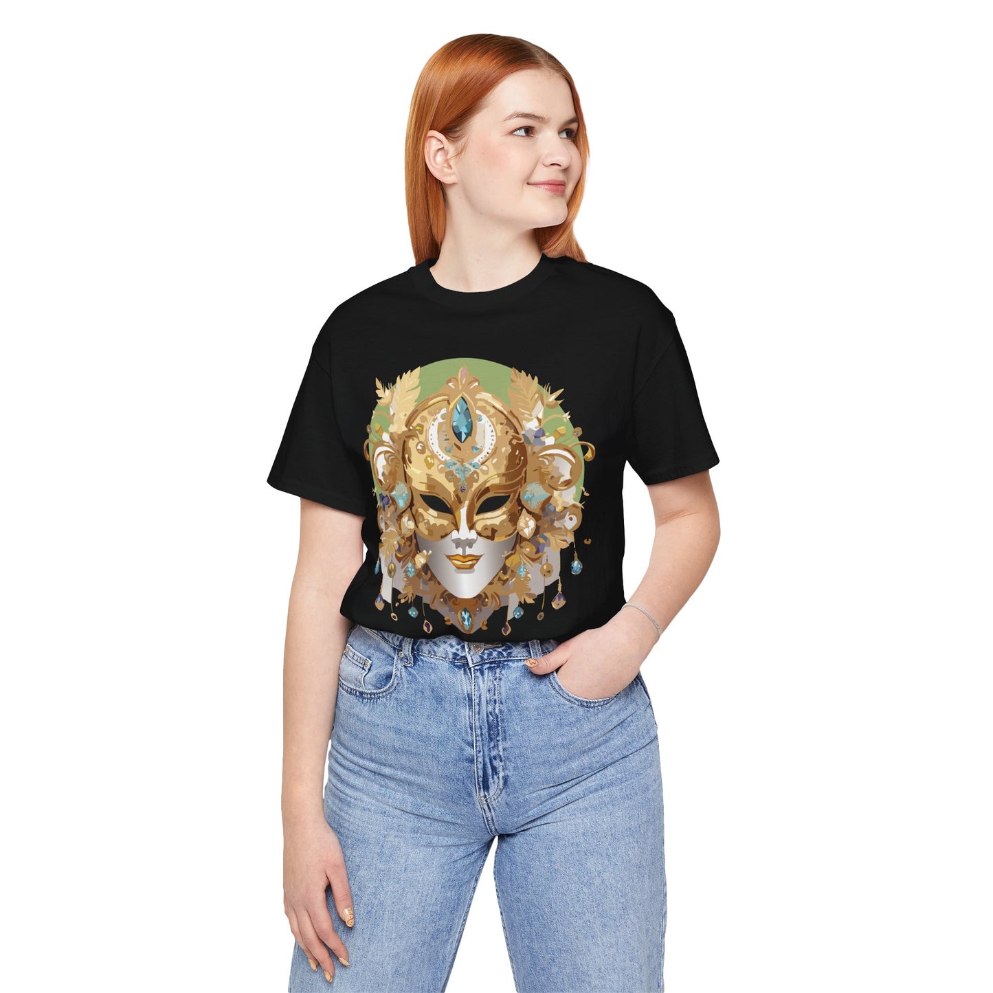 Mask Shirt, Shirt with Mask, Tee Shirt with Gold Face