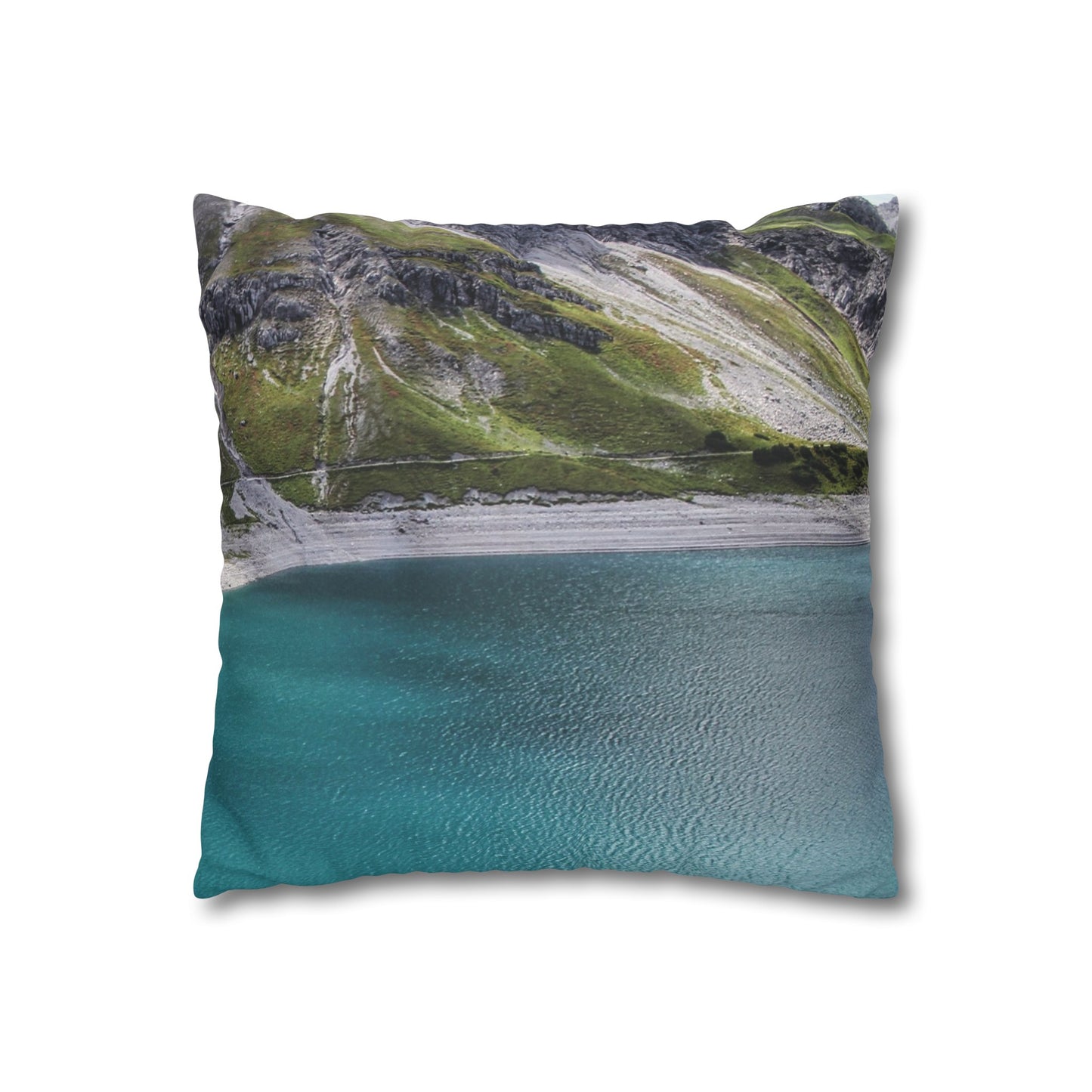 Faux Suede Square Pillowcase with Landscape