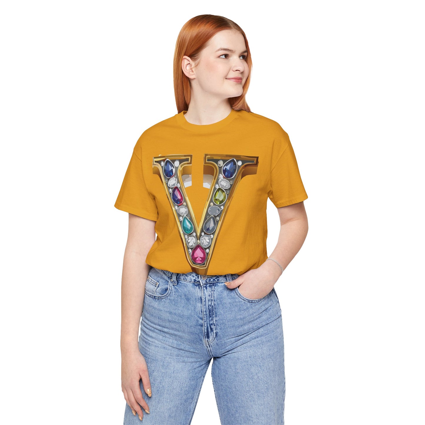 Letter Shirt, Shirt with Letters, Tee Shirt with Gold Letter, Shirt with Antique Letters