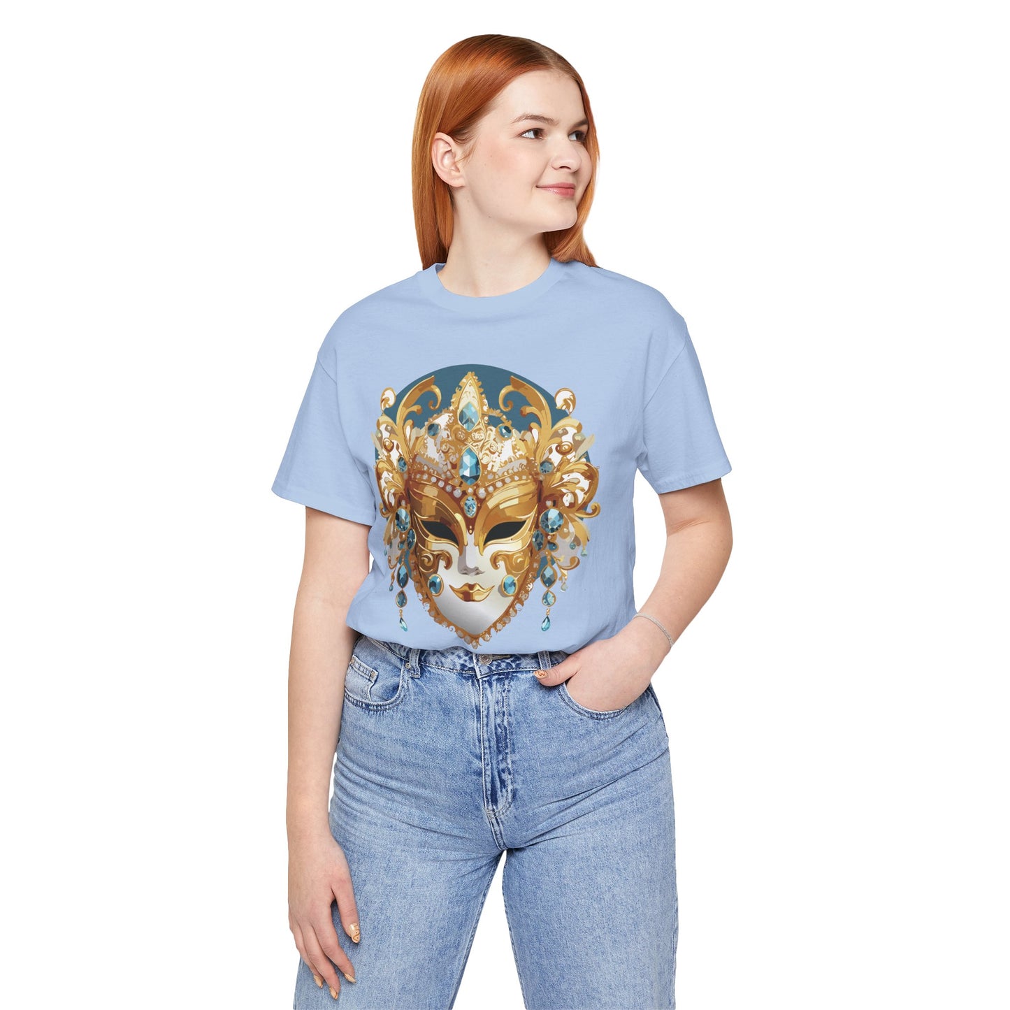 Mask Shirt, Shirt with Mask, Tee Shirt with Gold Face