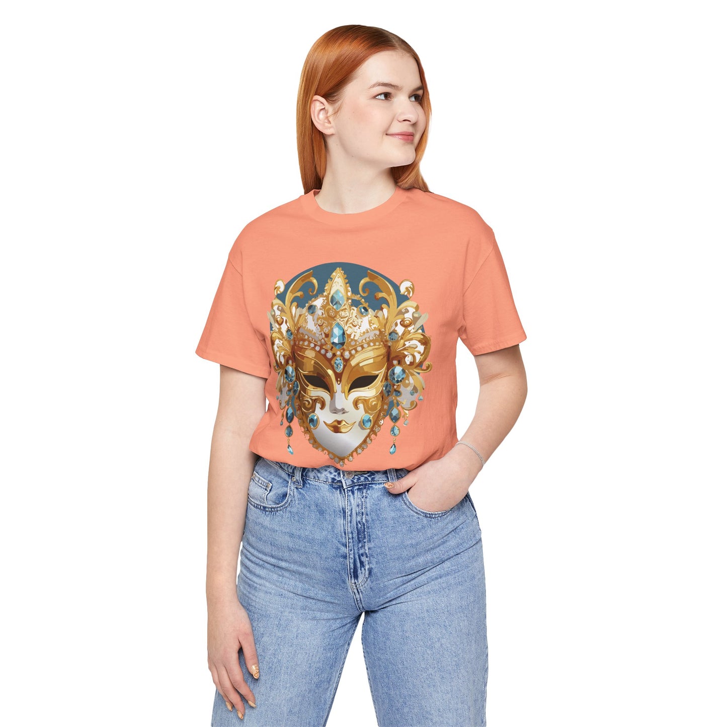 Mask Shirt, Shirt with Mask, Tee Shirt with Gold Face