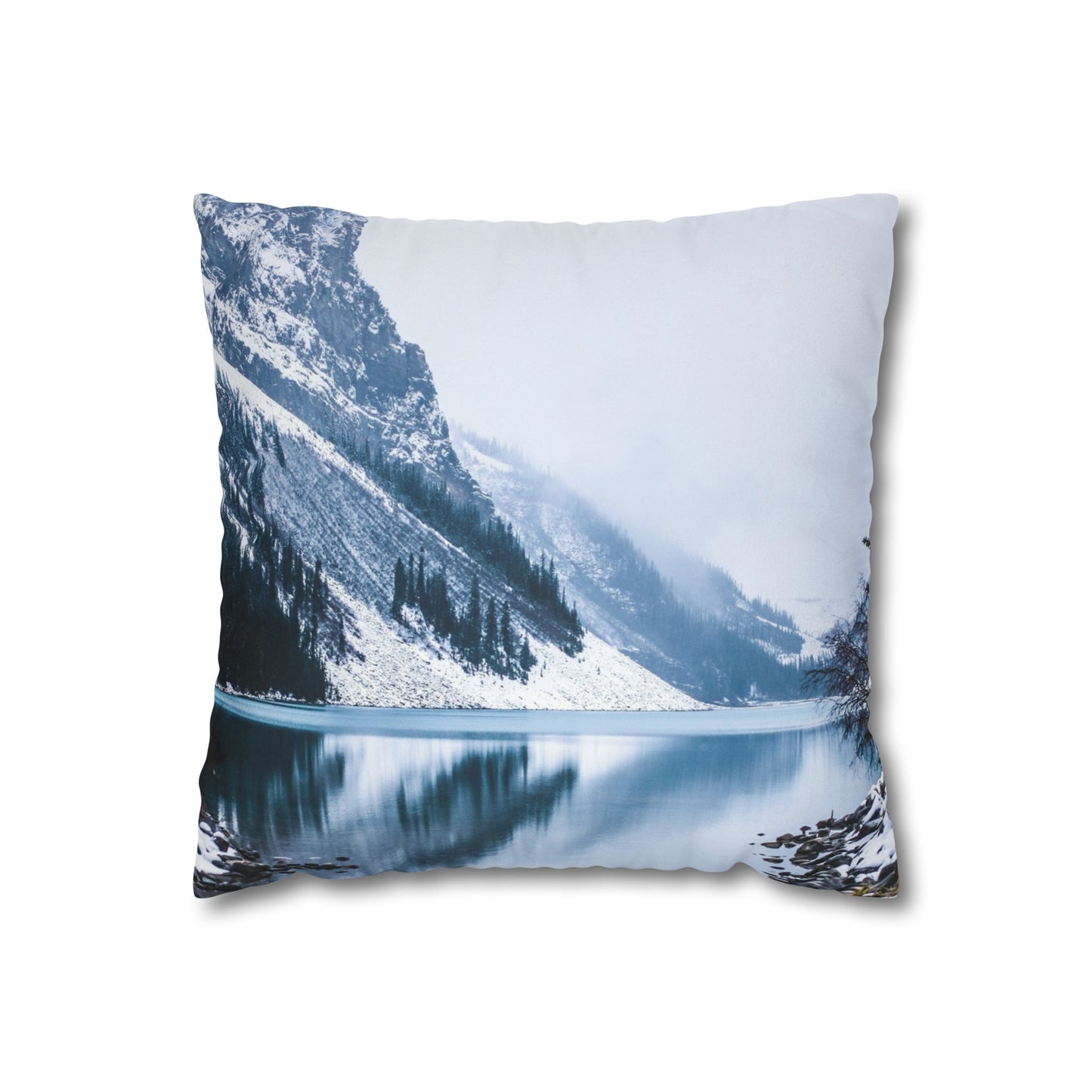 Faux Suede Square Pillowcase with Landscape