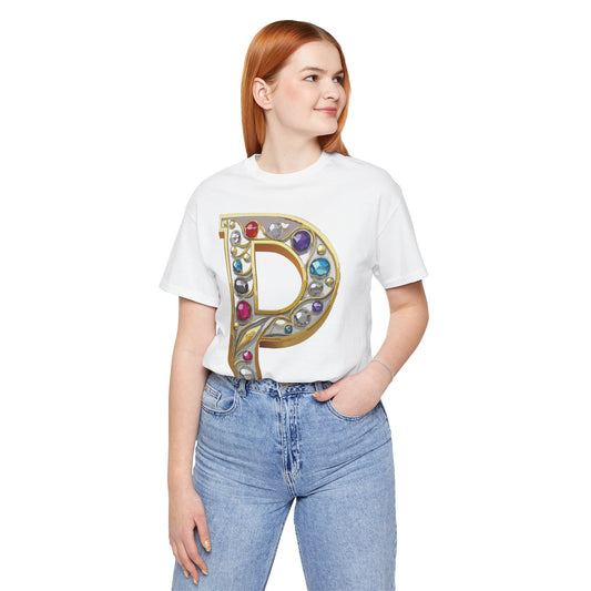 Letter Shirt, Shirt with Letters, Tee Shirt with Gold Letter, Shirt with Antique Letters