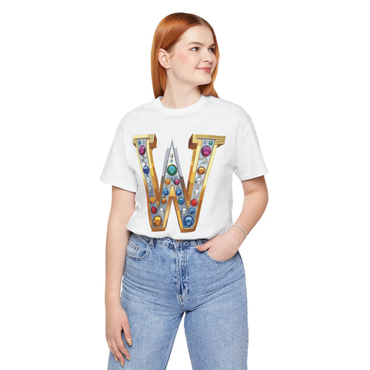 Letter Shirt, Shirt with Letters, Tee Shirt with Gold Letter, Shirt with Antique Letters