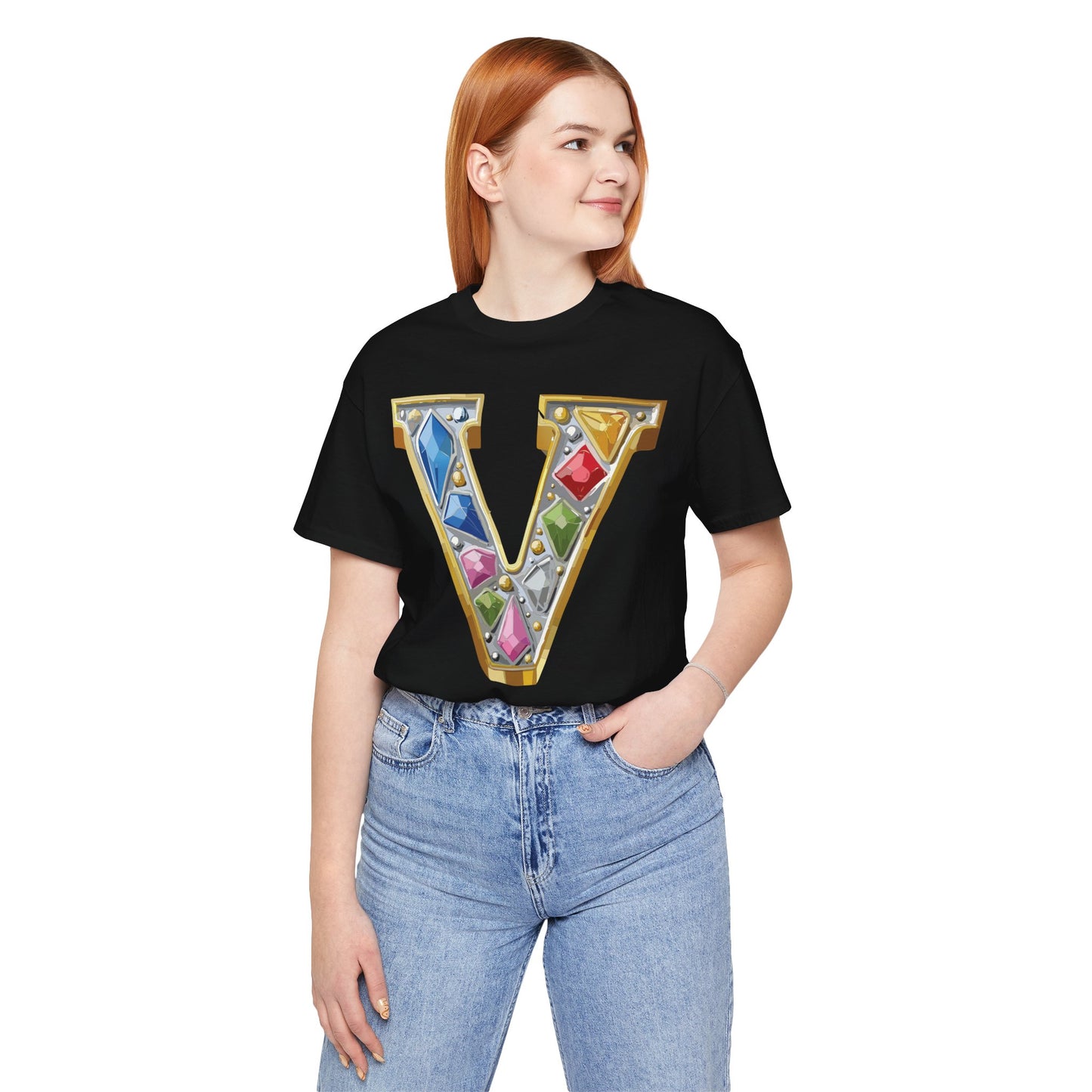 Letter Shirt, Shirt with Letters, Tee Shirt with Gold Letter, Shirt with Antique Letters