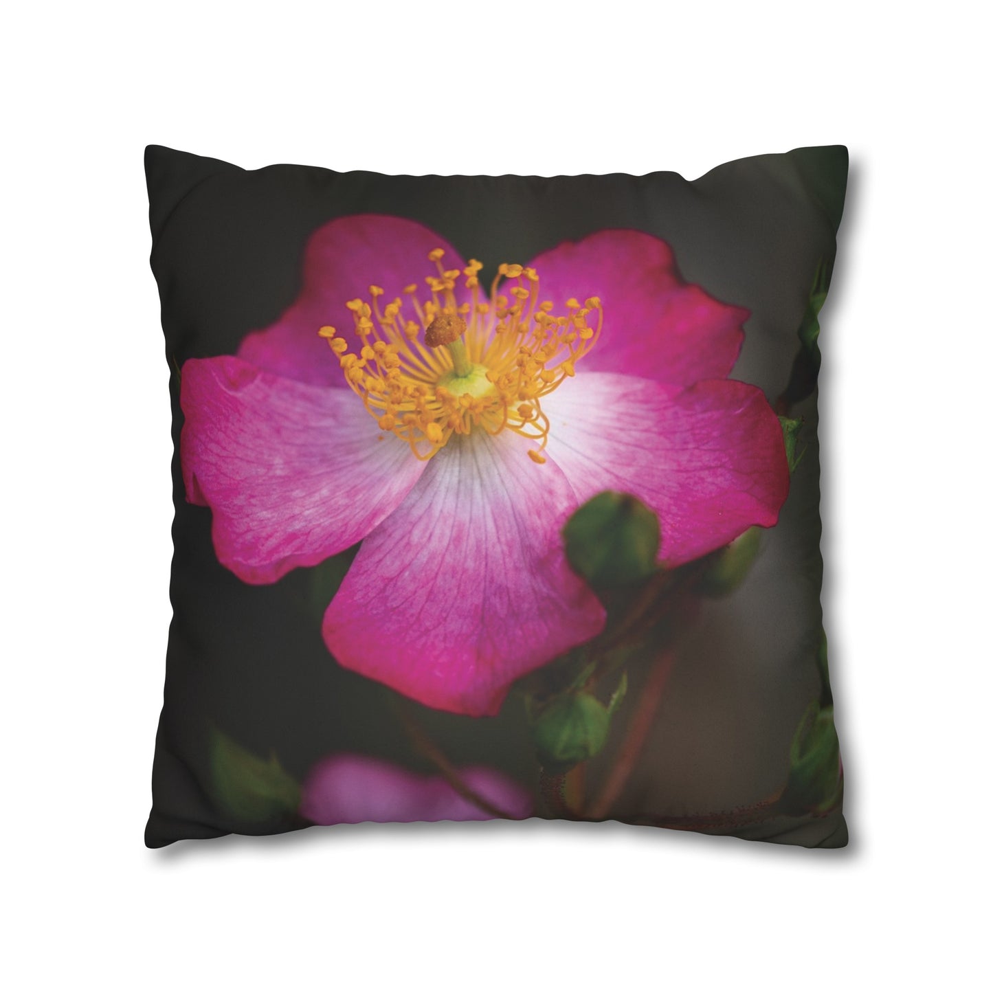 Floral Faux Suede Square Pillowcase