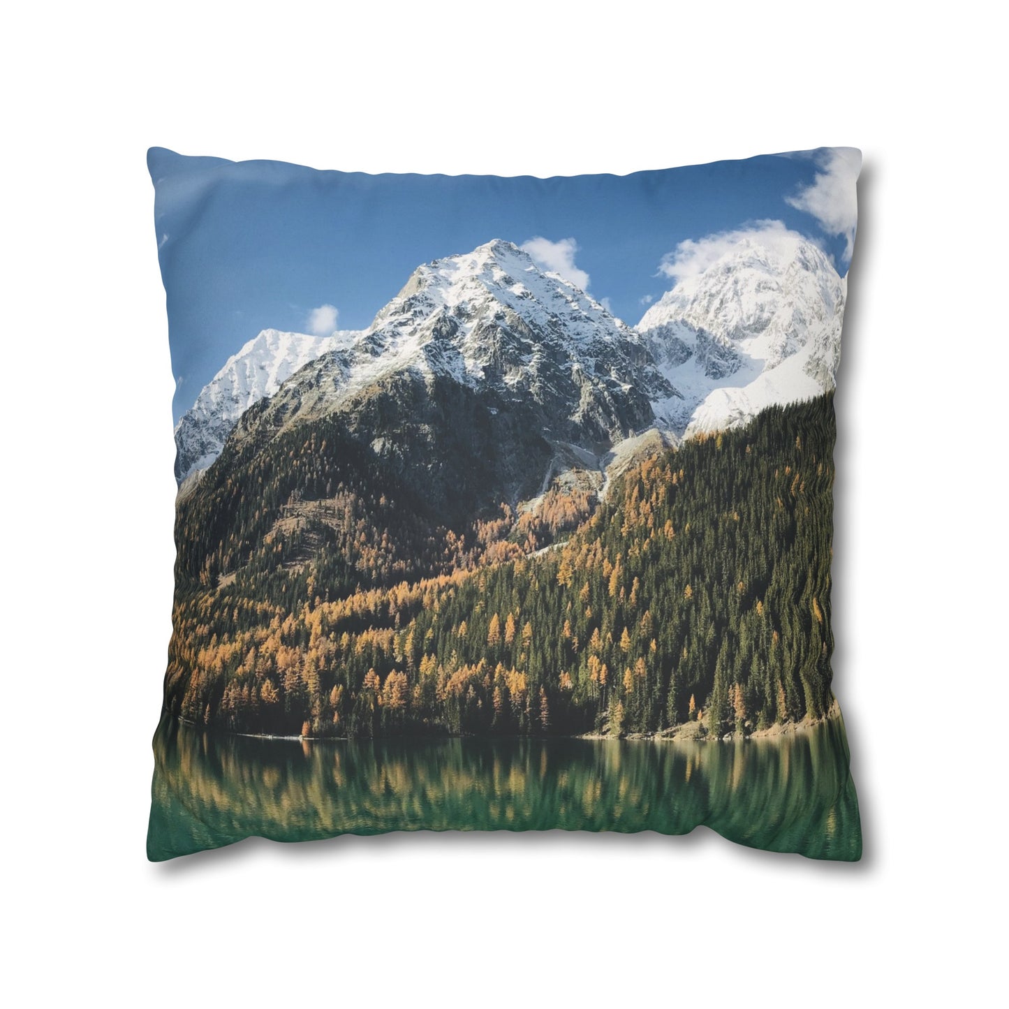 Faux Suede Square Pillowcase with Landscape