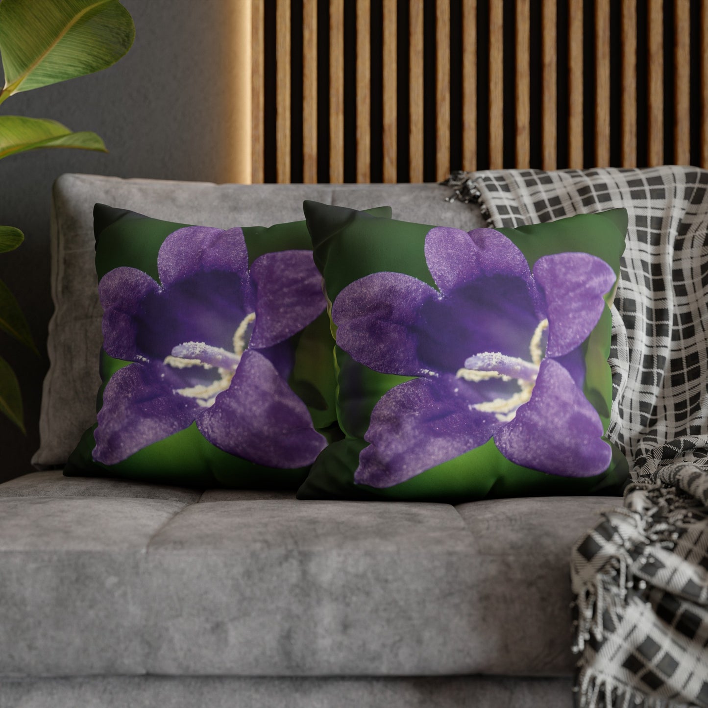 Floral Faux Suede Square Pillowcase