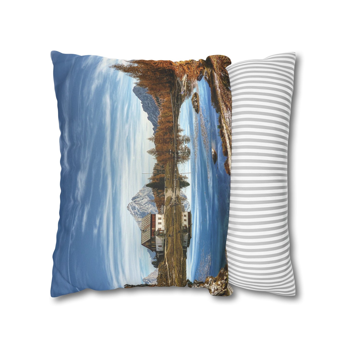 Faux Suede Square Pillowcase with Landscape