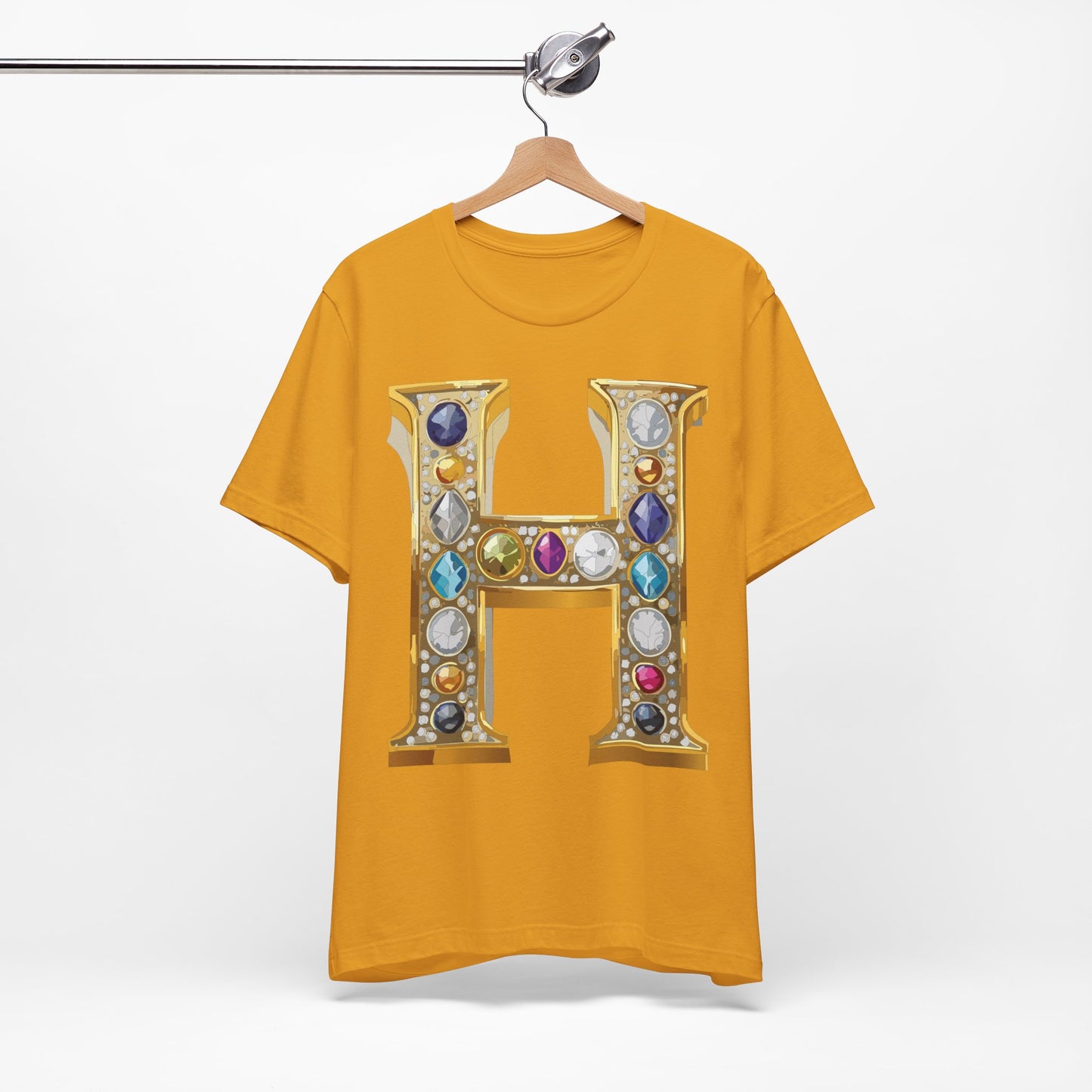 Letter Shirt, Shirt with Letters, Tee Shirt with Gold Letter, Shirt with Antique Letters