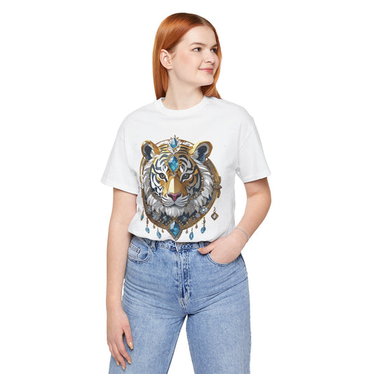 Animal Shirt, Shirt with Animal, Tee Shirt with Gold Animal Medal, Shirt with Antique Animal Medallion
