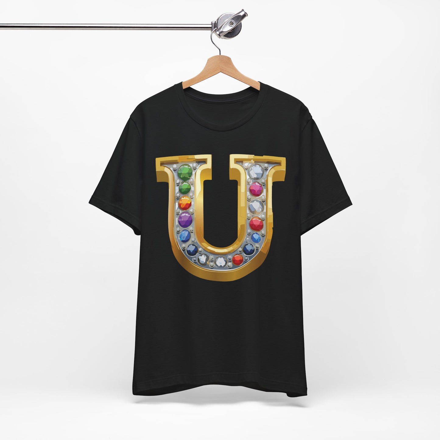 Letter Shirt, Shirt with Letters, Tee Shirt with Gold Letter, Shirt with Antique Letters