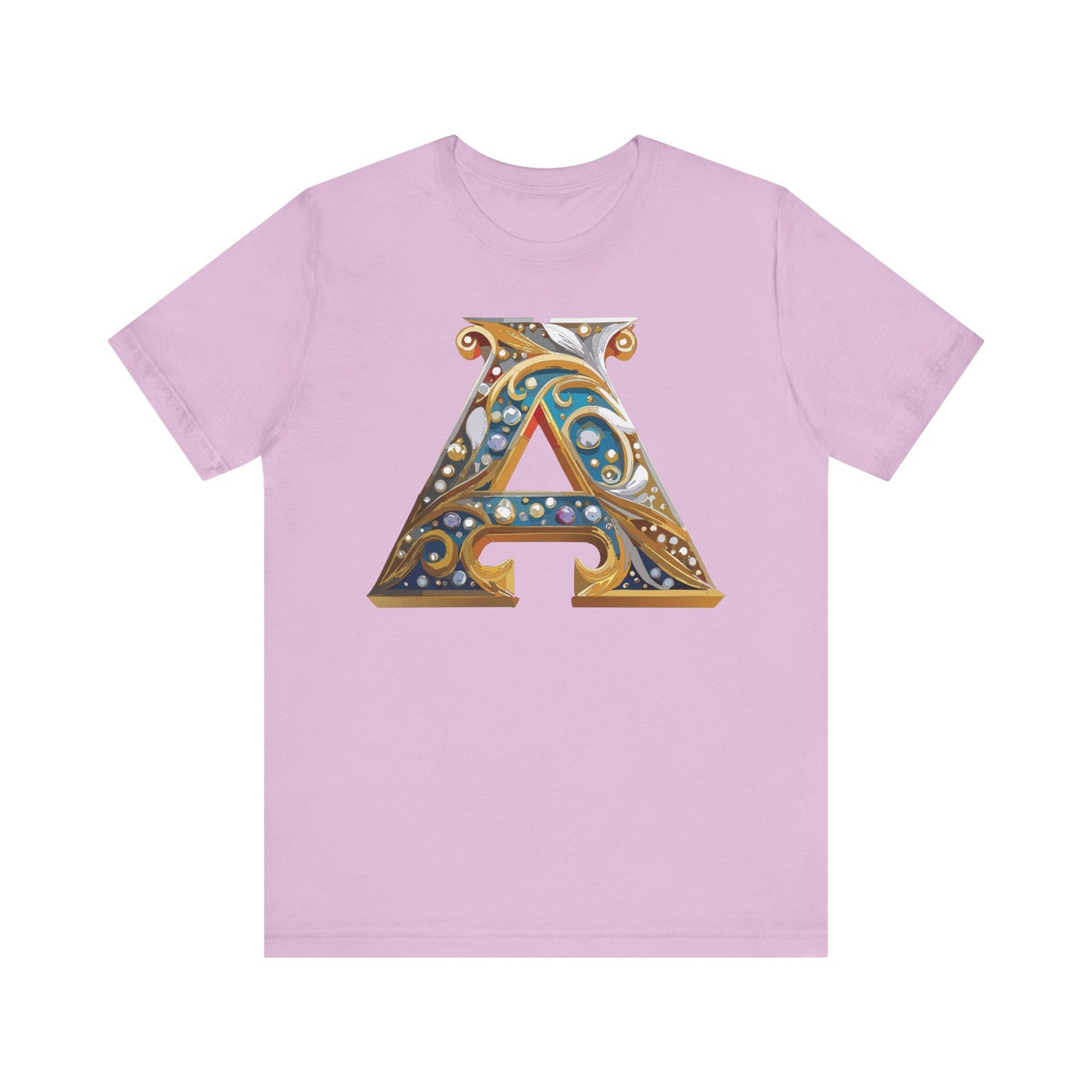Letter Shirt, Shirt with Letters, Tee Shirt with Gold Letter, Shirt with Antique Letters