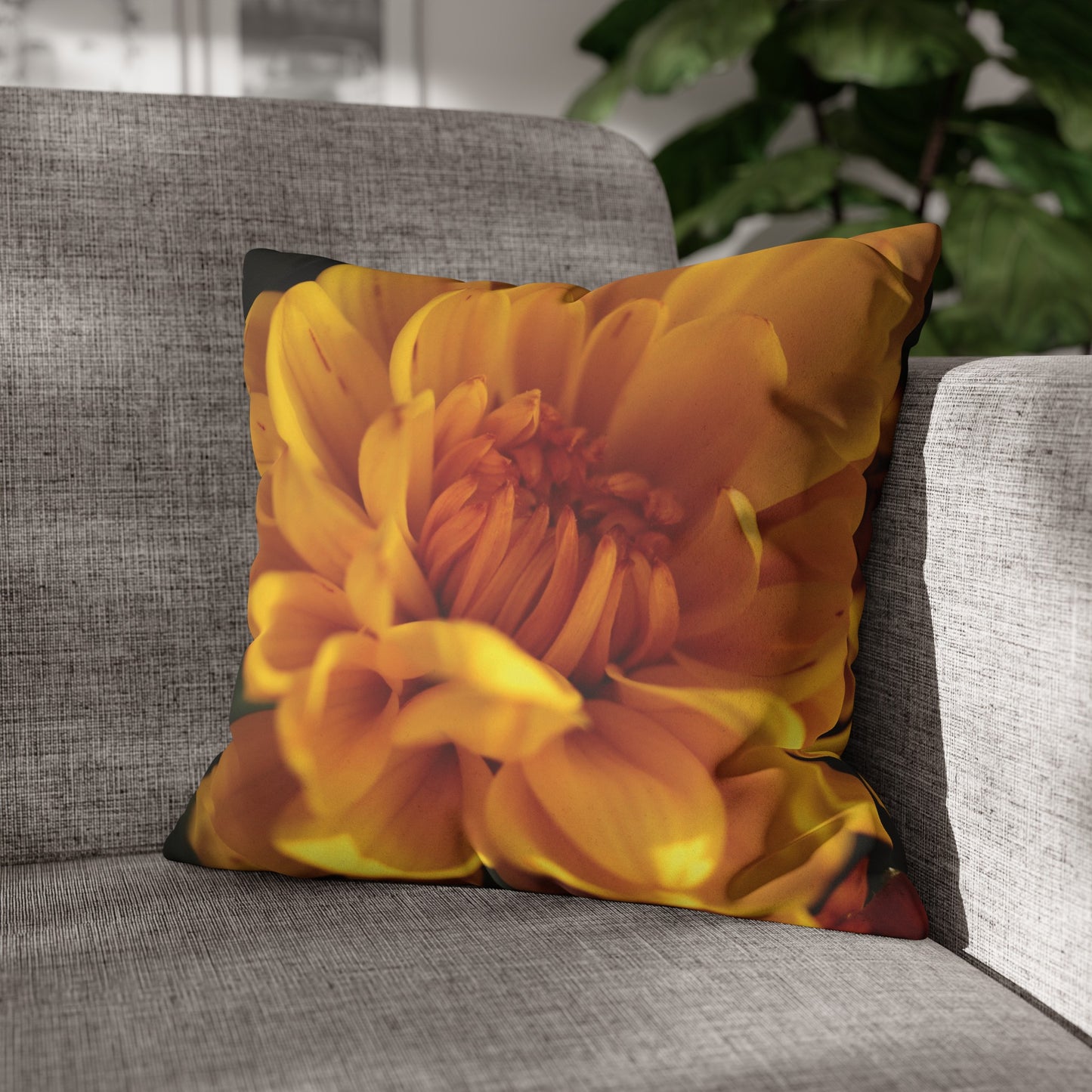 Floral Faux Suede Square Pillowcase