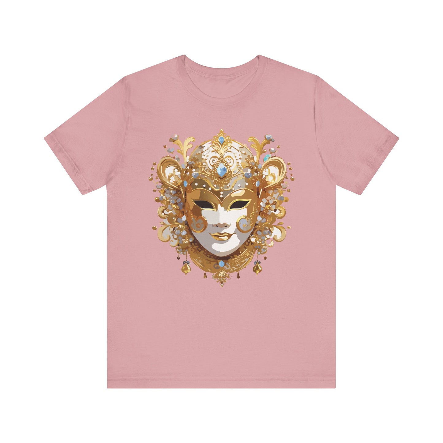 Mask Shirt, Shirt with Mask, Tee Shirt with Gold Face