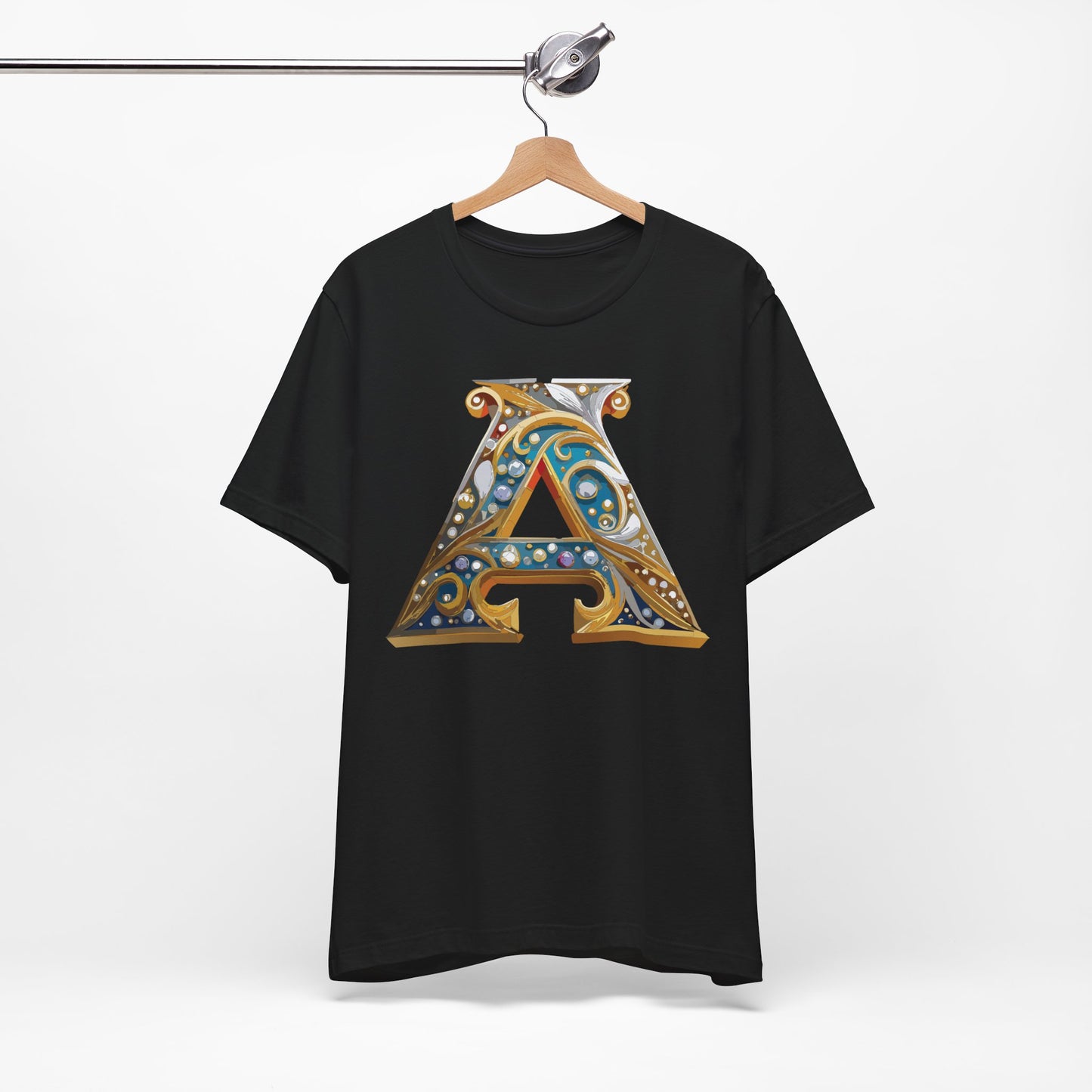Letter Shirt, Shirt with Letters, Tee Shirt with Gold Letter, Shirt with Antique Letters