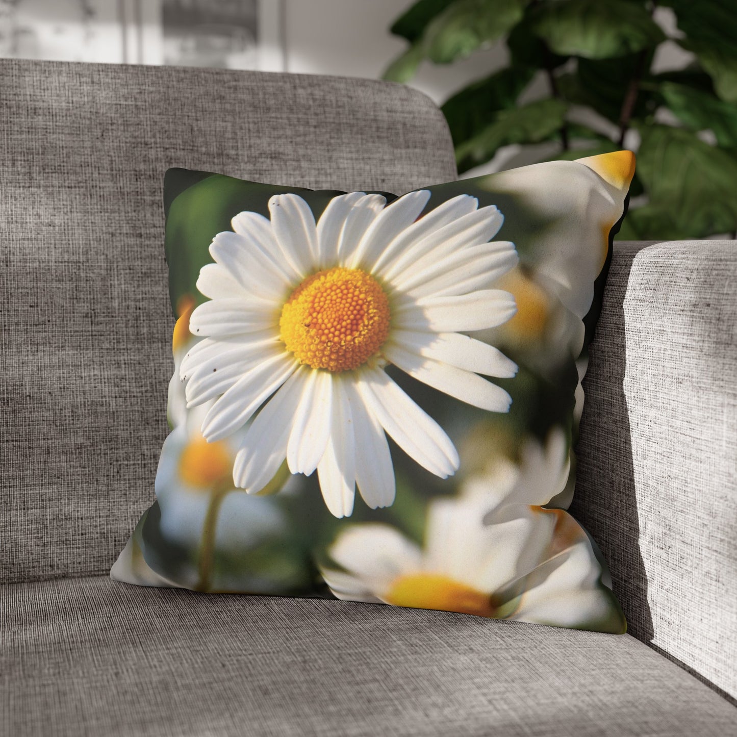 Floral Faux Suede Square Pillowcase