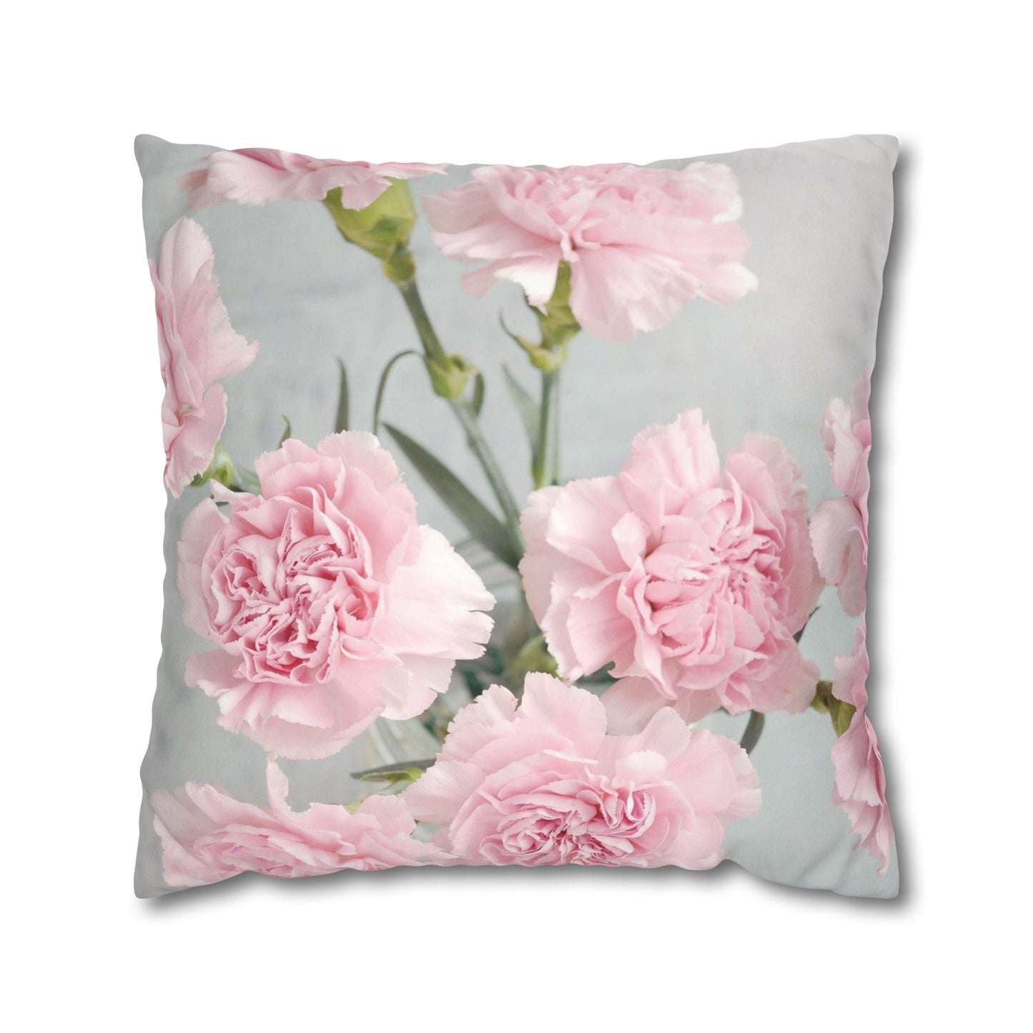 Floral Faux Suede Square Pillowcase