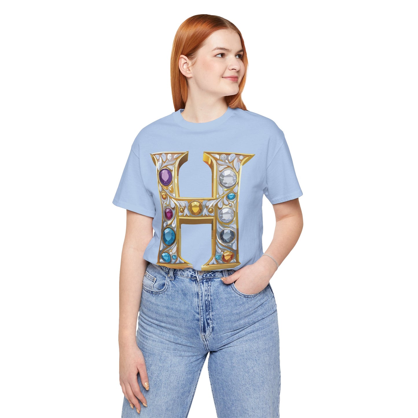 Letter Shirt, Shirt with Letters, Tee Shirt with Gold Letter, Shirt with Antique Letters
