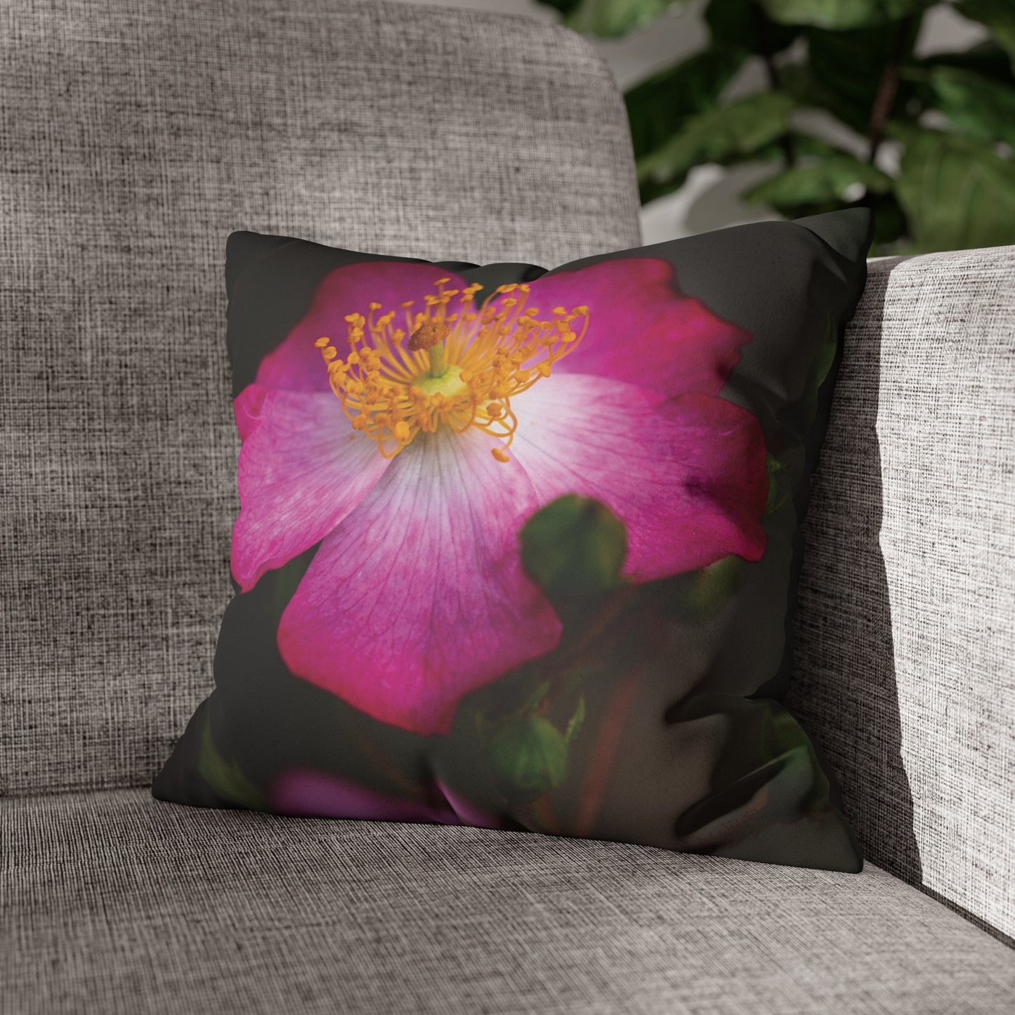 Floral Faux Suede Square Pillowcase