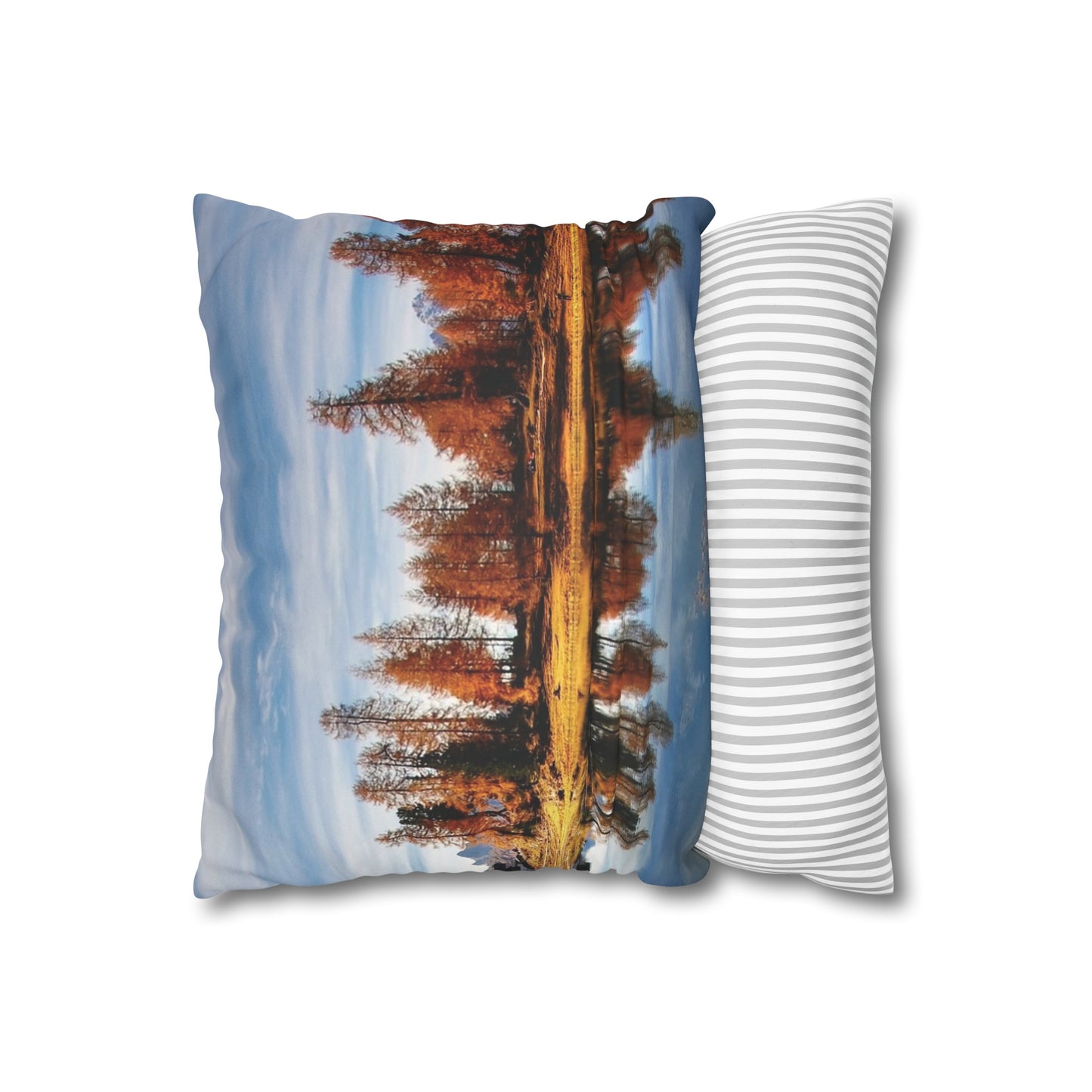 Faux Suede Square Pillowcase with Landscape