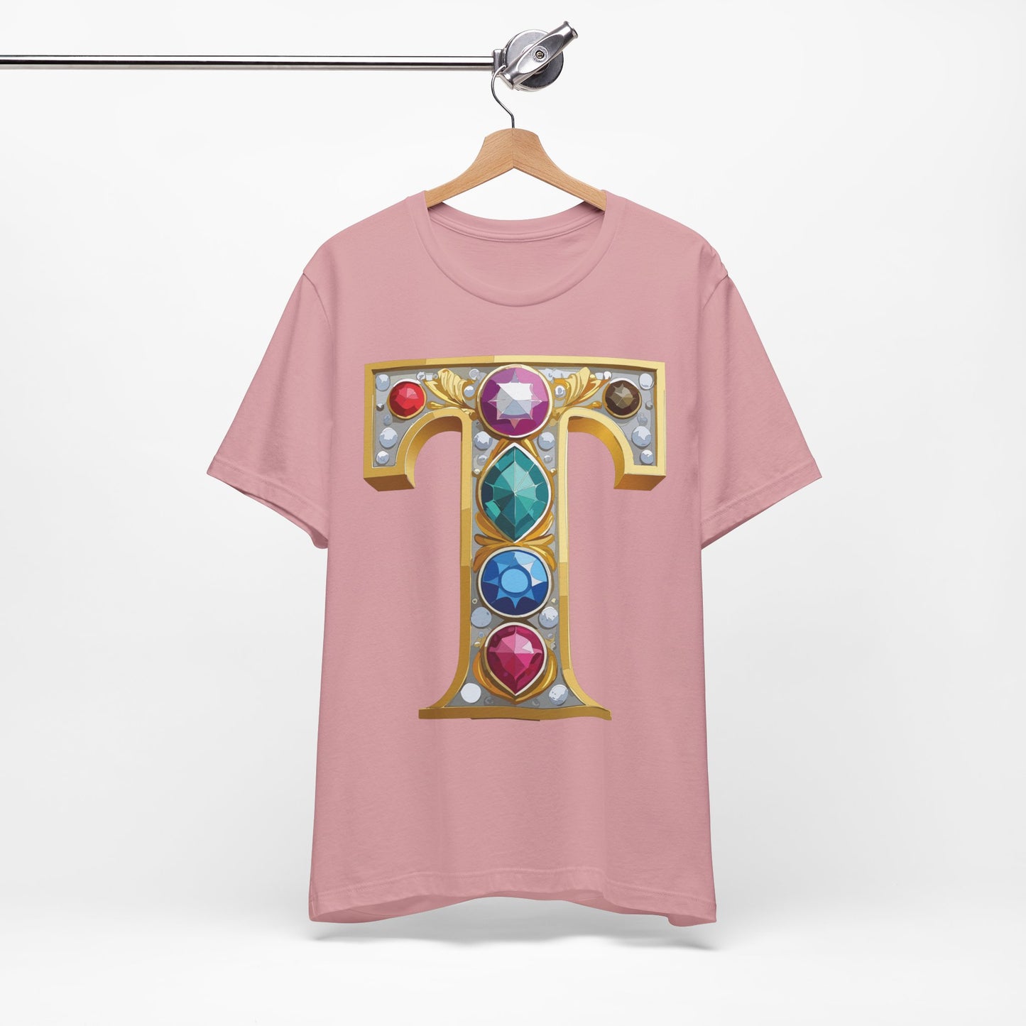 Letter Shirt, Shirt with Letters, Tee Shirt with Gold Letter, Shirt with Antique Letters