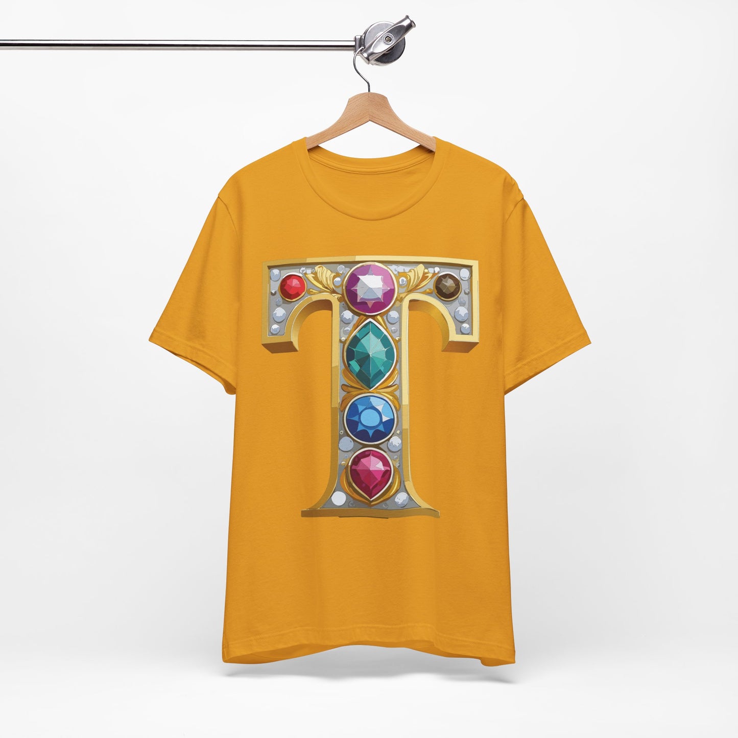 Letter Shirt, Shirt with Letters, Tee Shirt with Gold Letter, Shirt with Antique Letters