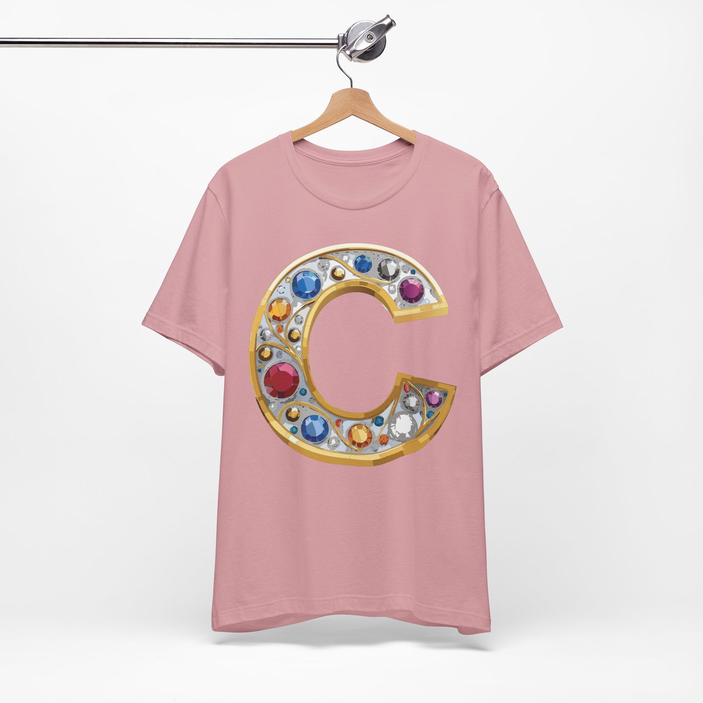 Letter Shirt, Shirt with Letters, Tee Shirt with Gold Letter, Shirt with Antique Letters