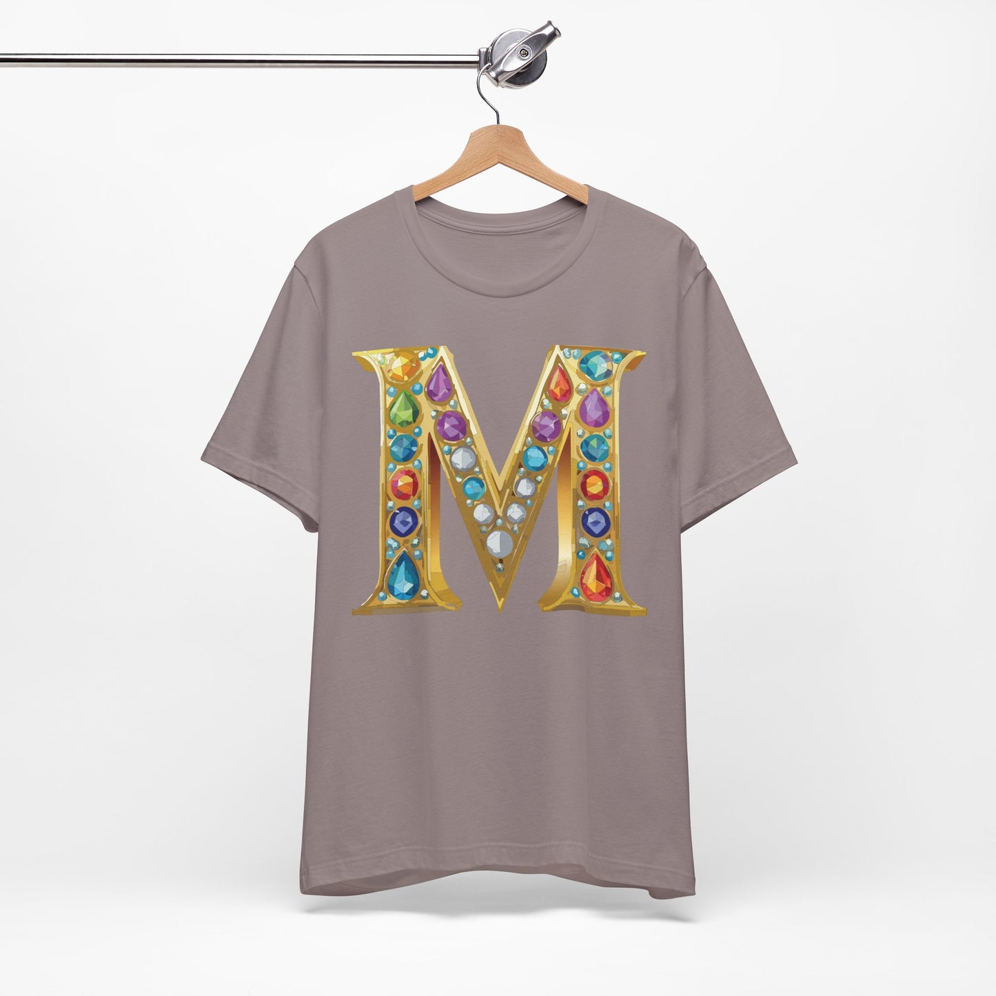 Letter Shirt, Shirt with Letters, Tee Shirt with Gold Letter, Shirt with Antique Letters