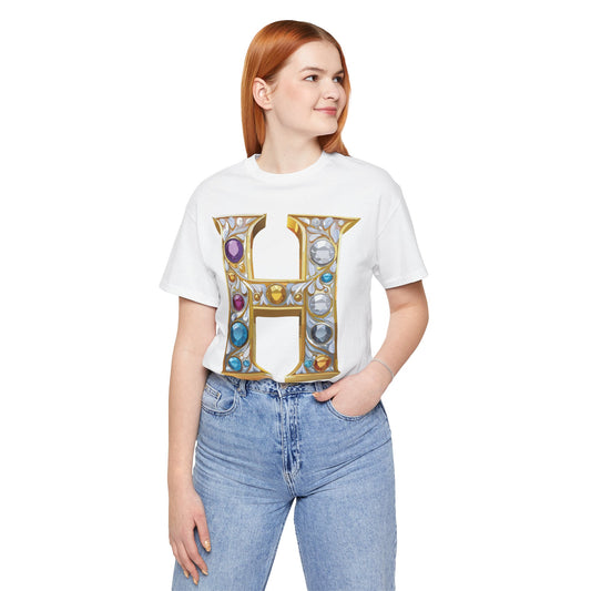 Letter Shirt, Shirt with Letters, Tee Shirt with Gold Letter, Shirt with Antique Letters