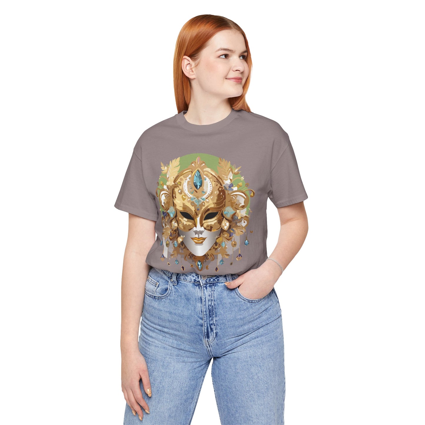 Mask Shirt, Shirt with Mask, Tee Shirt with Gold Face