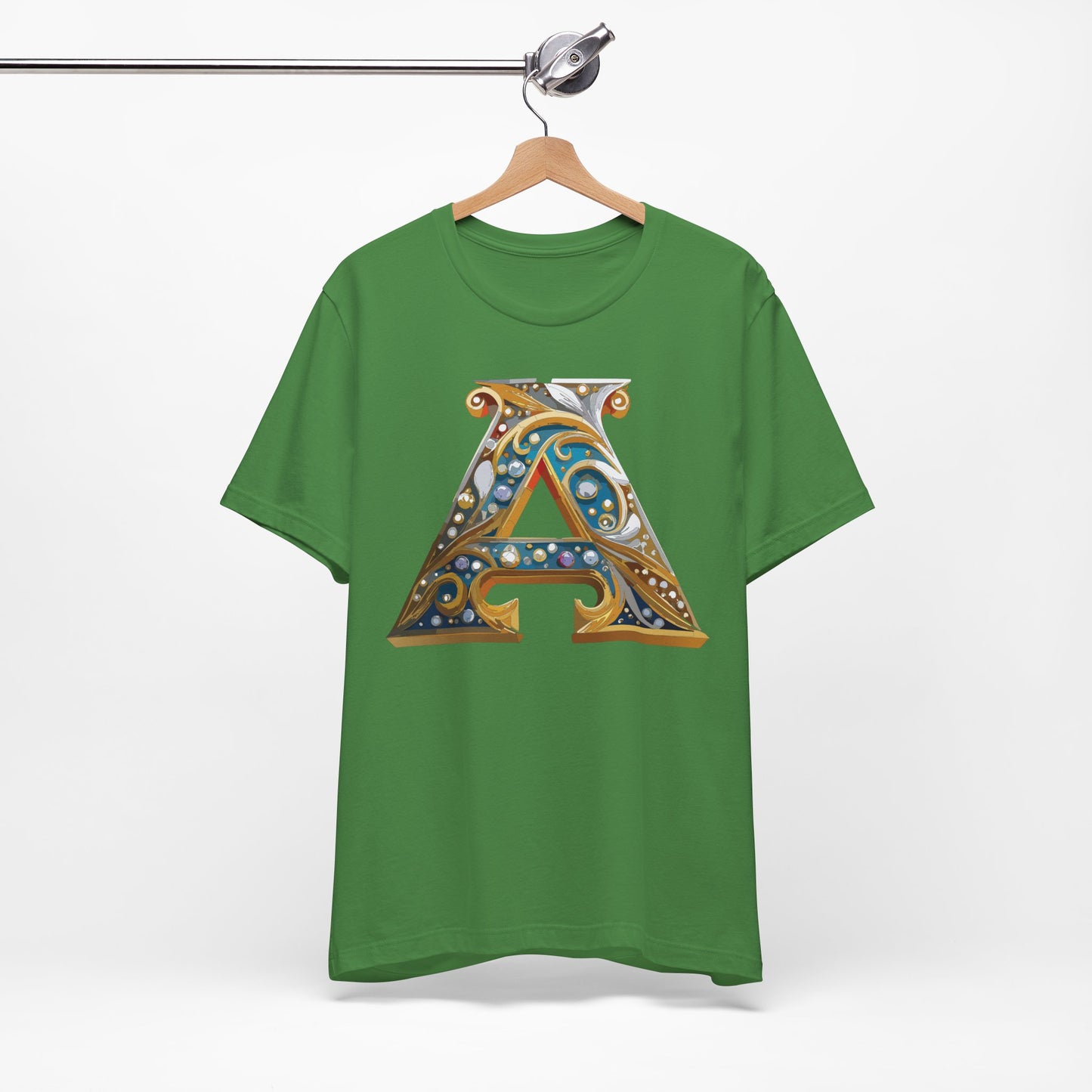 Letter Shirt, Shirt with Letters, Tee Shirt with Gold Letter, Shirt with Antique Letters