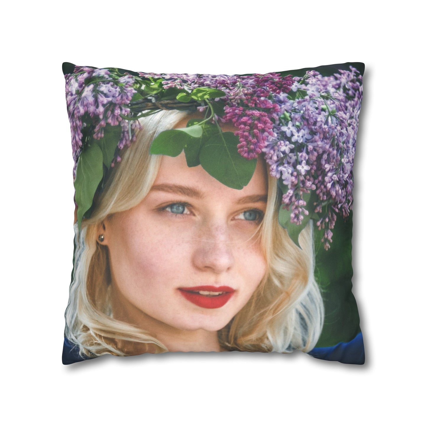 Women Face Faux Suede Square Pillowcase