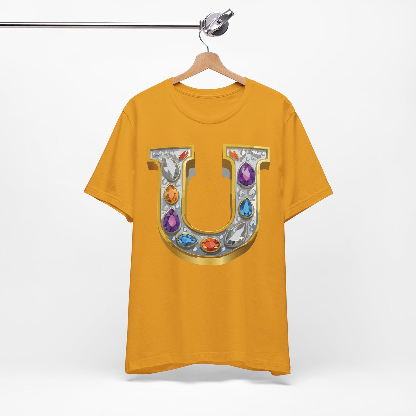 Letter Shirt, Shirt with Letters, Tee Shirt with Gold Letter, Shirt with Antique Letters