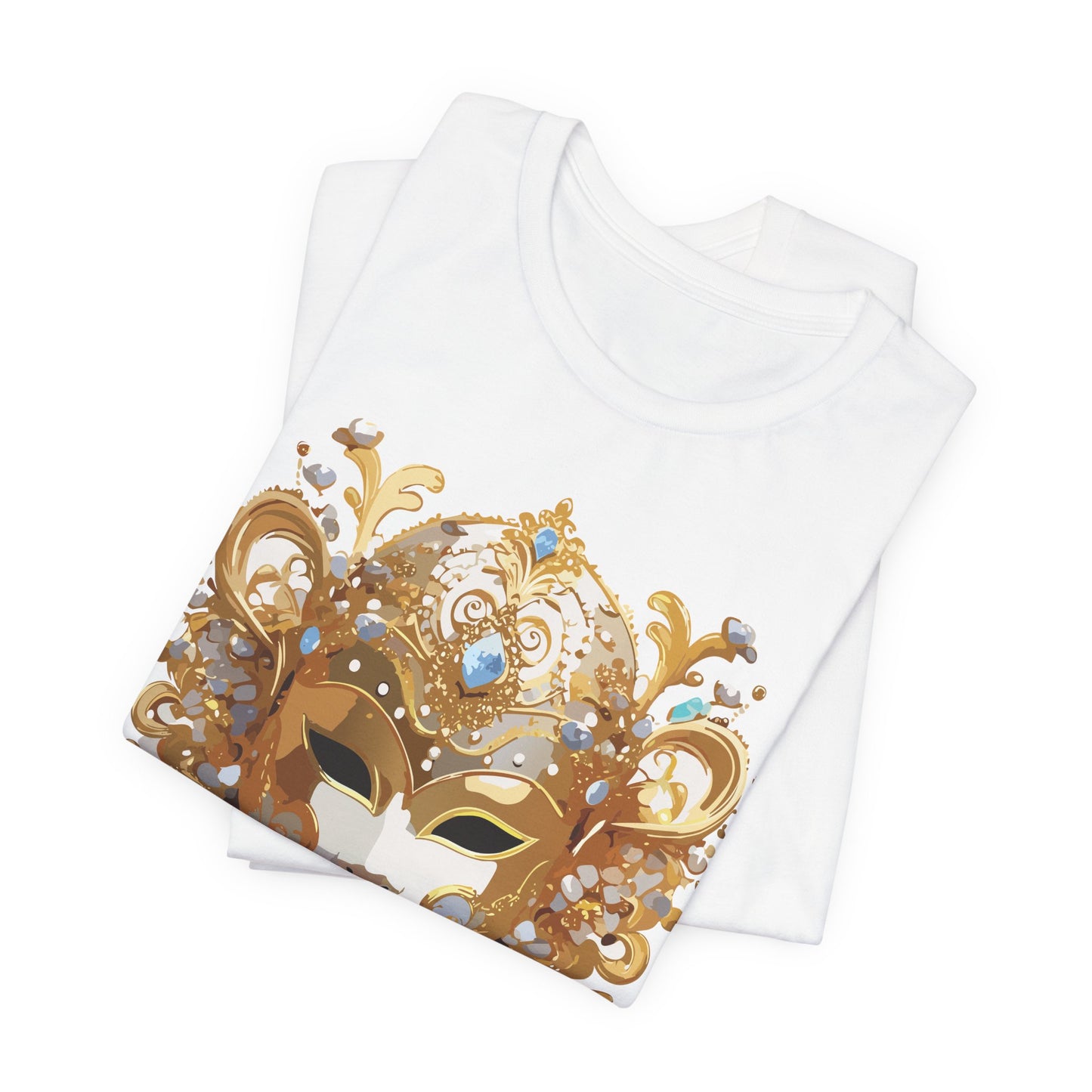 Mask Shirt, Shirt with Mask, Tee Shirt with Gold Face