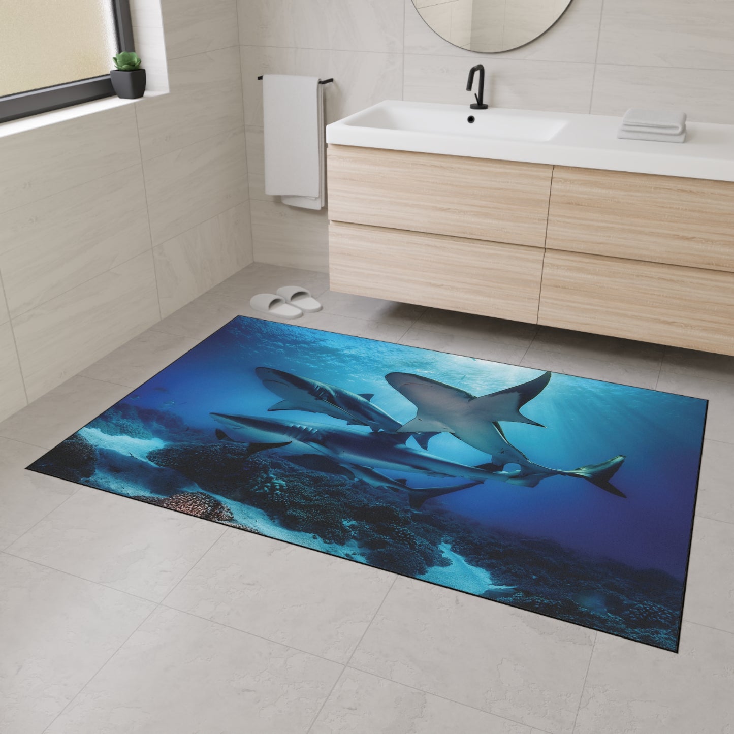 Heavy Duty Floor Mat - Deep Ocean - sharks