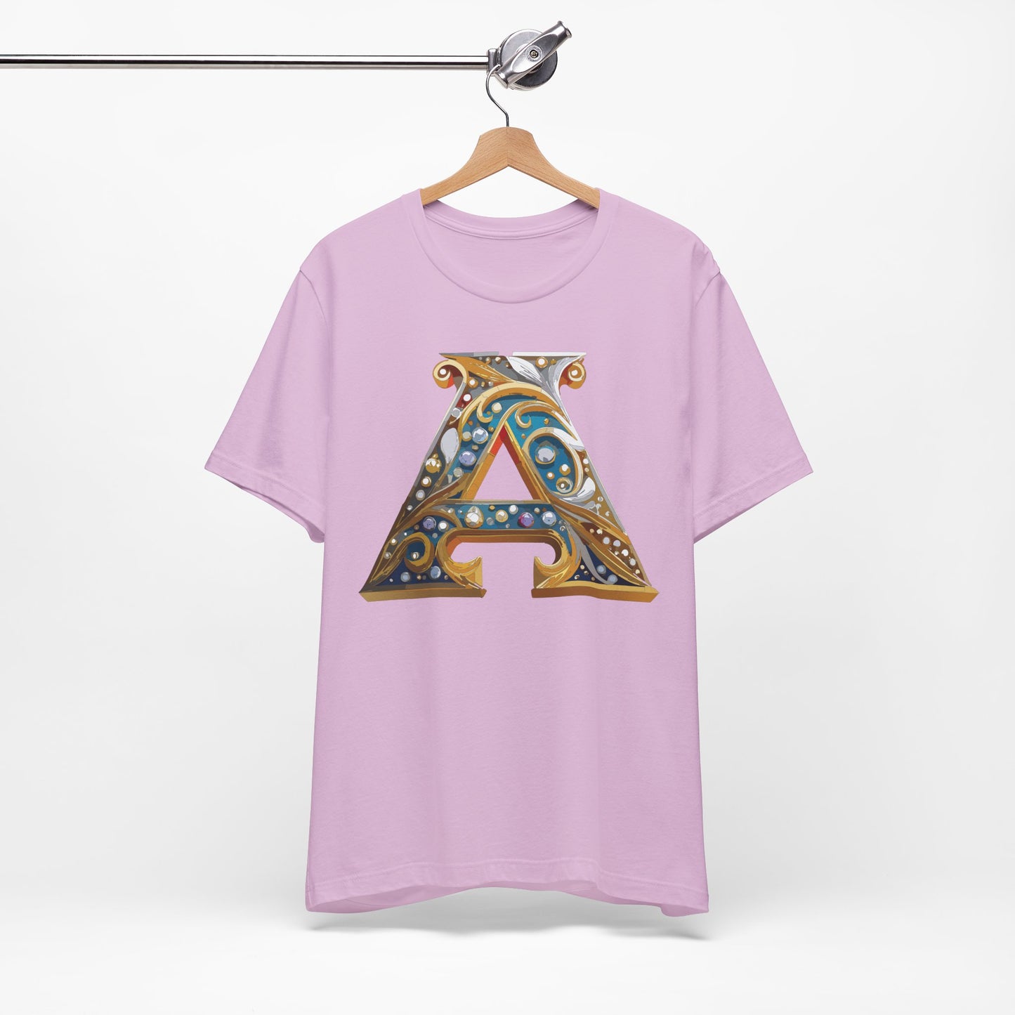 Letter Shirt, Shirt with Letters, Tee Shirt with Gold Letter, Shirt with Antique Letters