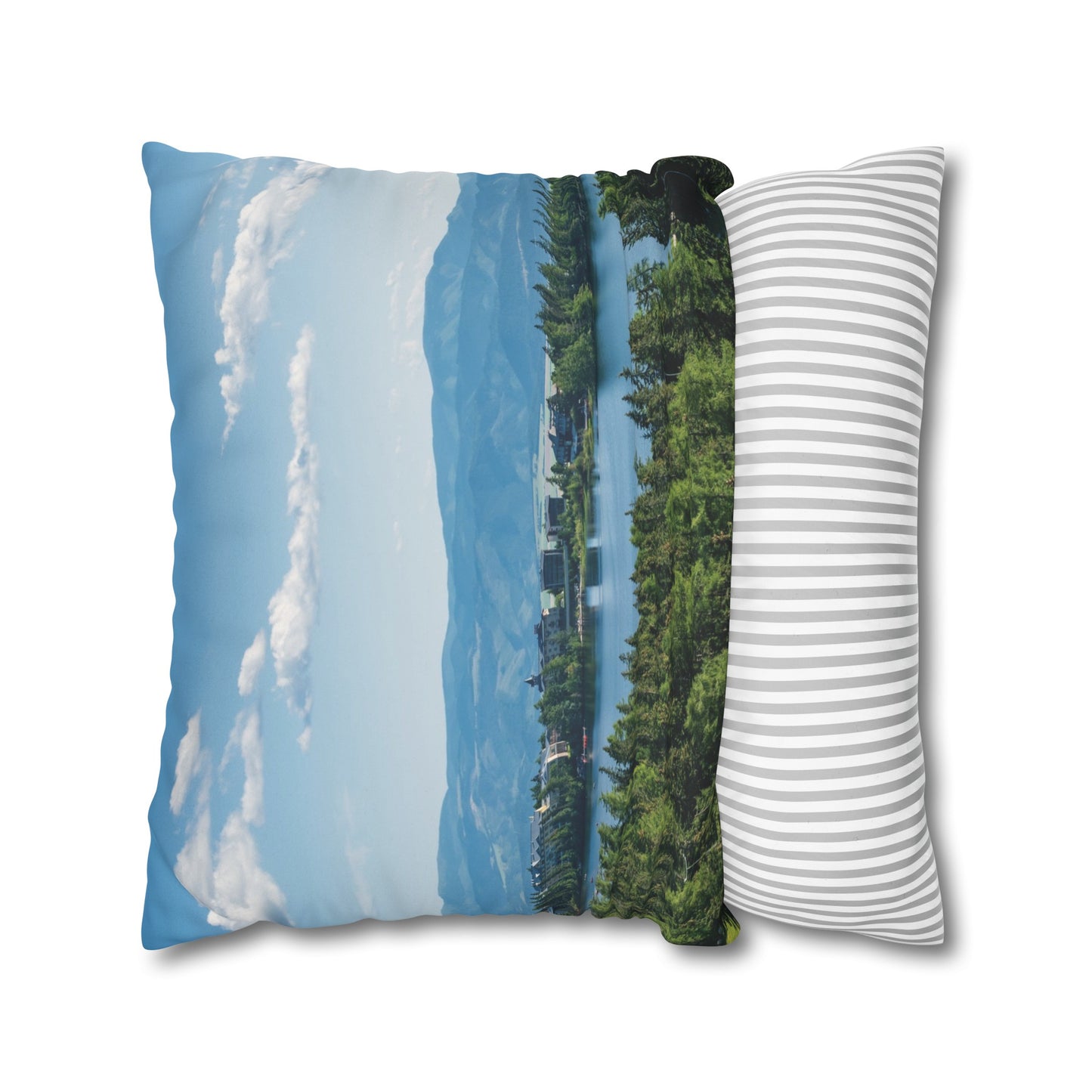 Faux Suede Square Pillowcase with Landscape