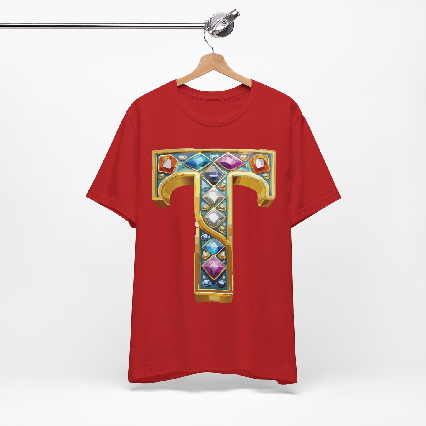 Letter Shirt, Shirt with Letters, Tee Shirt with Gold Letter, Shirt with Antique Letters