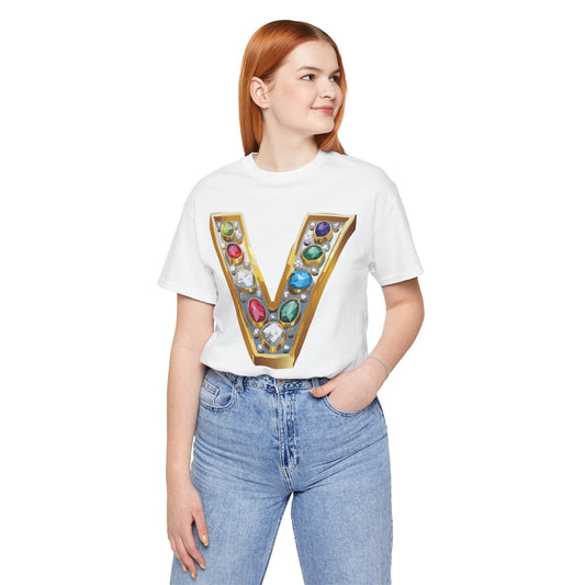 Letter Shirt, Shirt with Letters, Tee Shirt with Gold Letter, Shirt with Antique Letters
