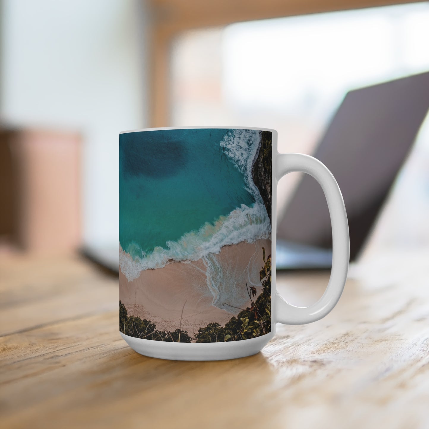 Coffee & Tea Mug with Beach Prints, 15oz