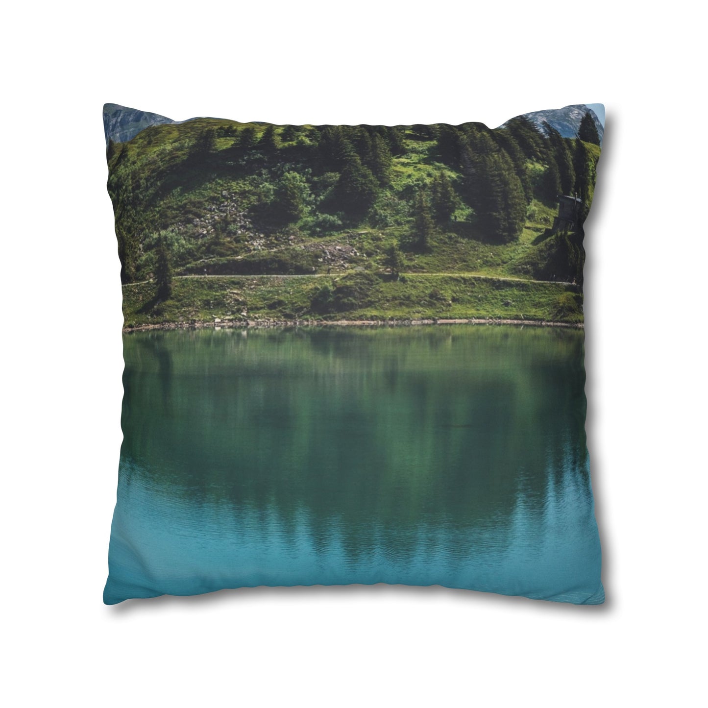 Faux Suede Square Pillowcase with Landscape