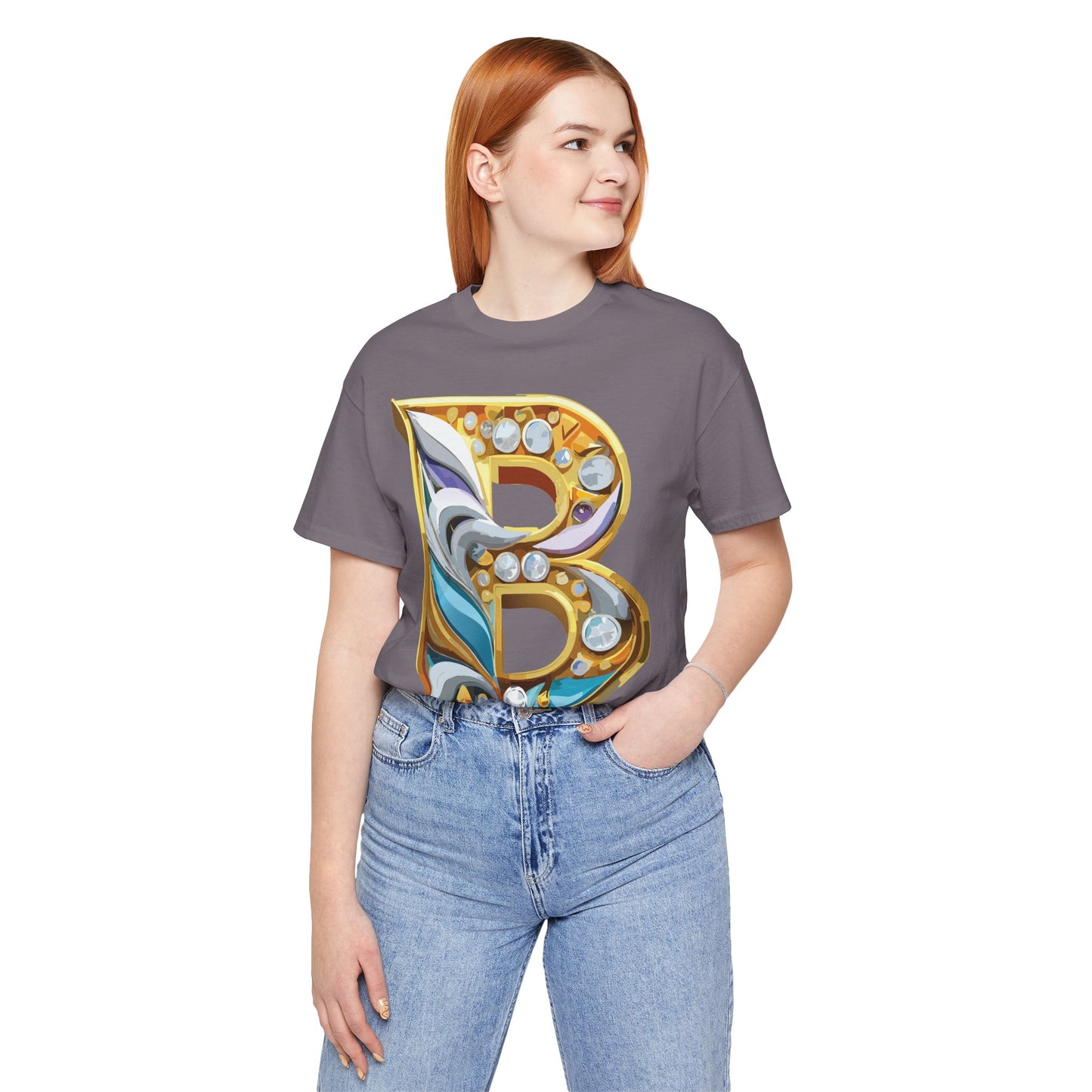 Letter Shirt, Shirt with Letters, Tee Shirt with Gold Letter, Shirt with Antique Letters
