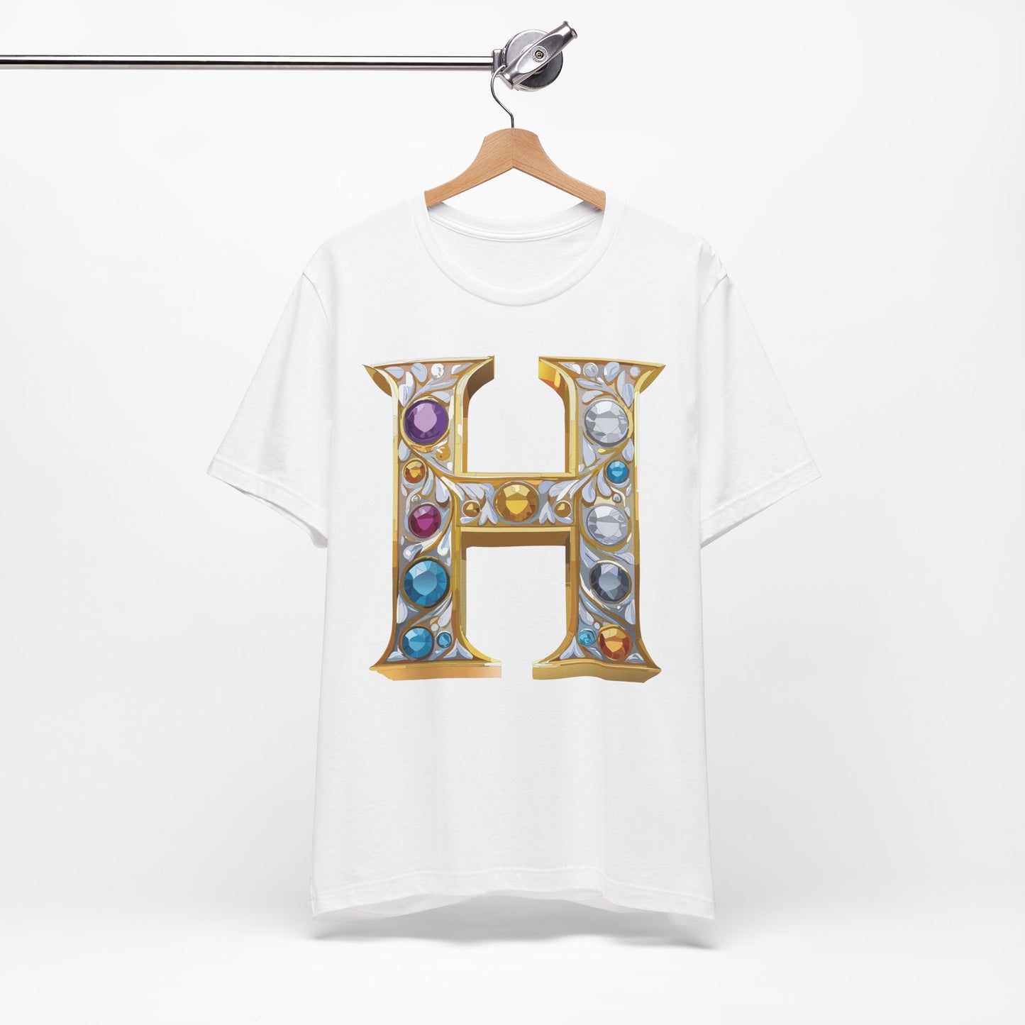 Letter Shirt, Shirt with Letters, Tee Shirt with Gold Letter, Shirt with Antique Letters