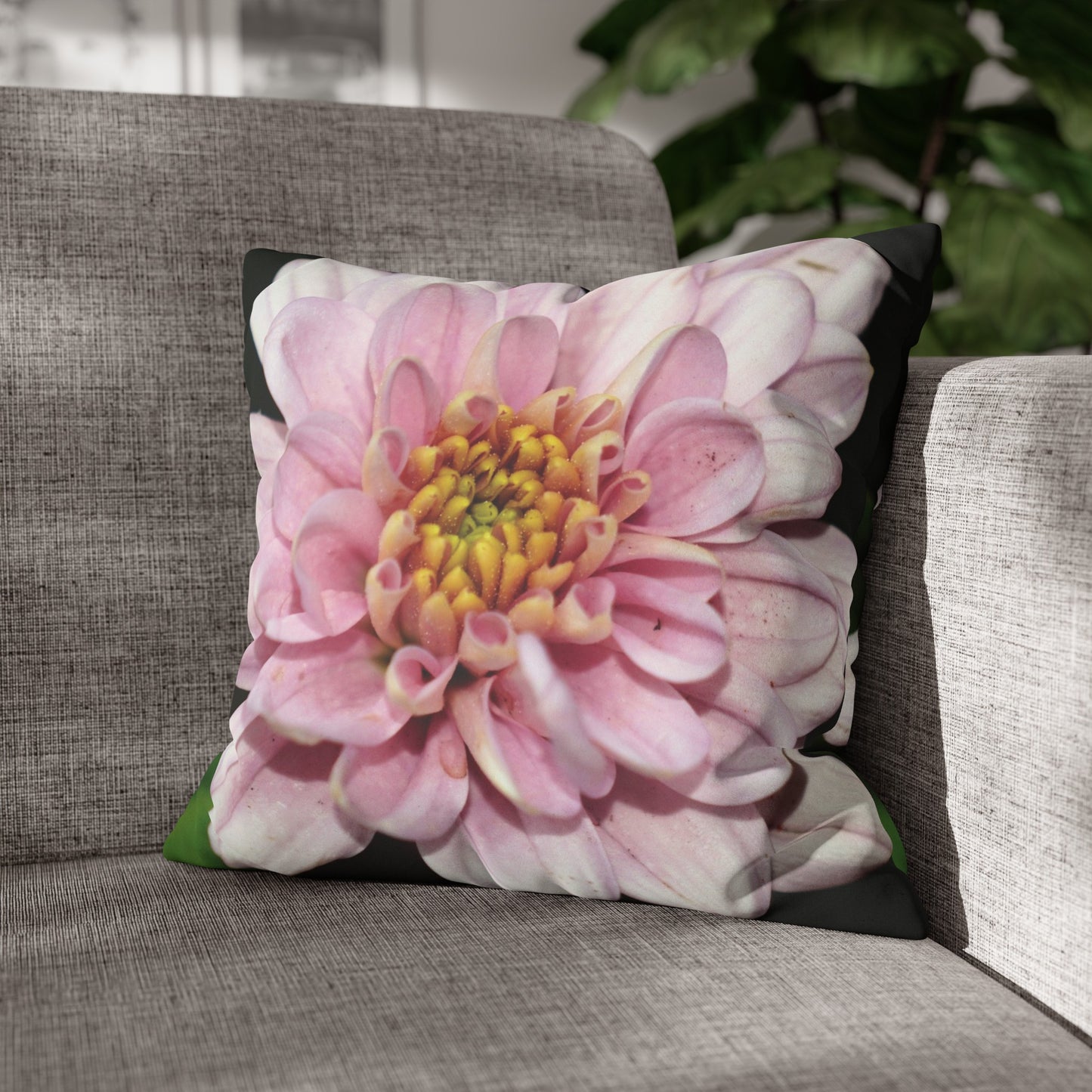 Floral Faux Suede Square Pillowcase