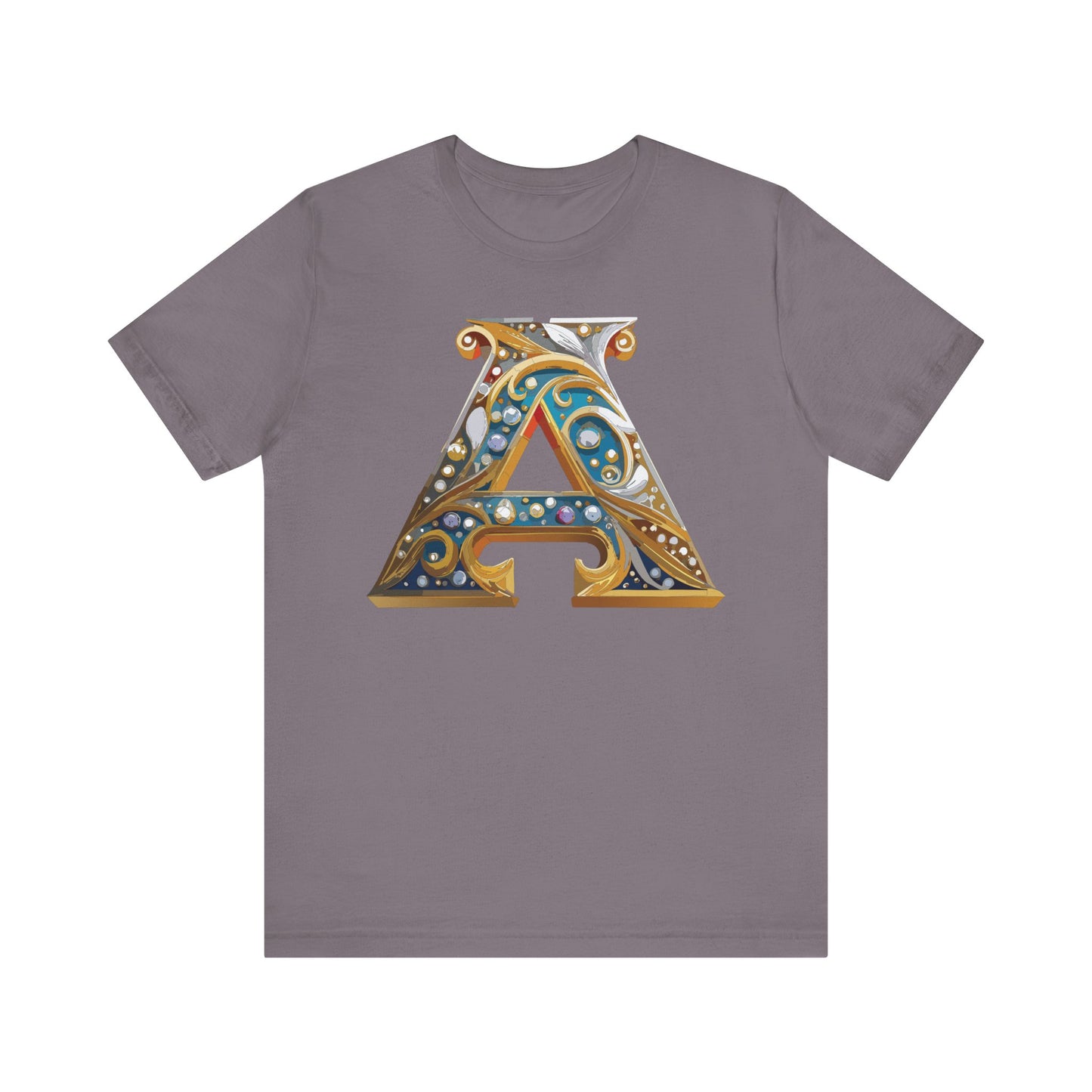 Letter Shirt, Shirt with Letters, Tee Shirt with Gold Letter, Shirt with Antique Letters